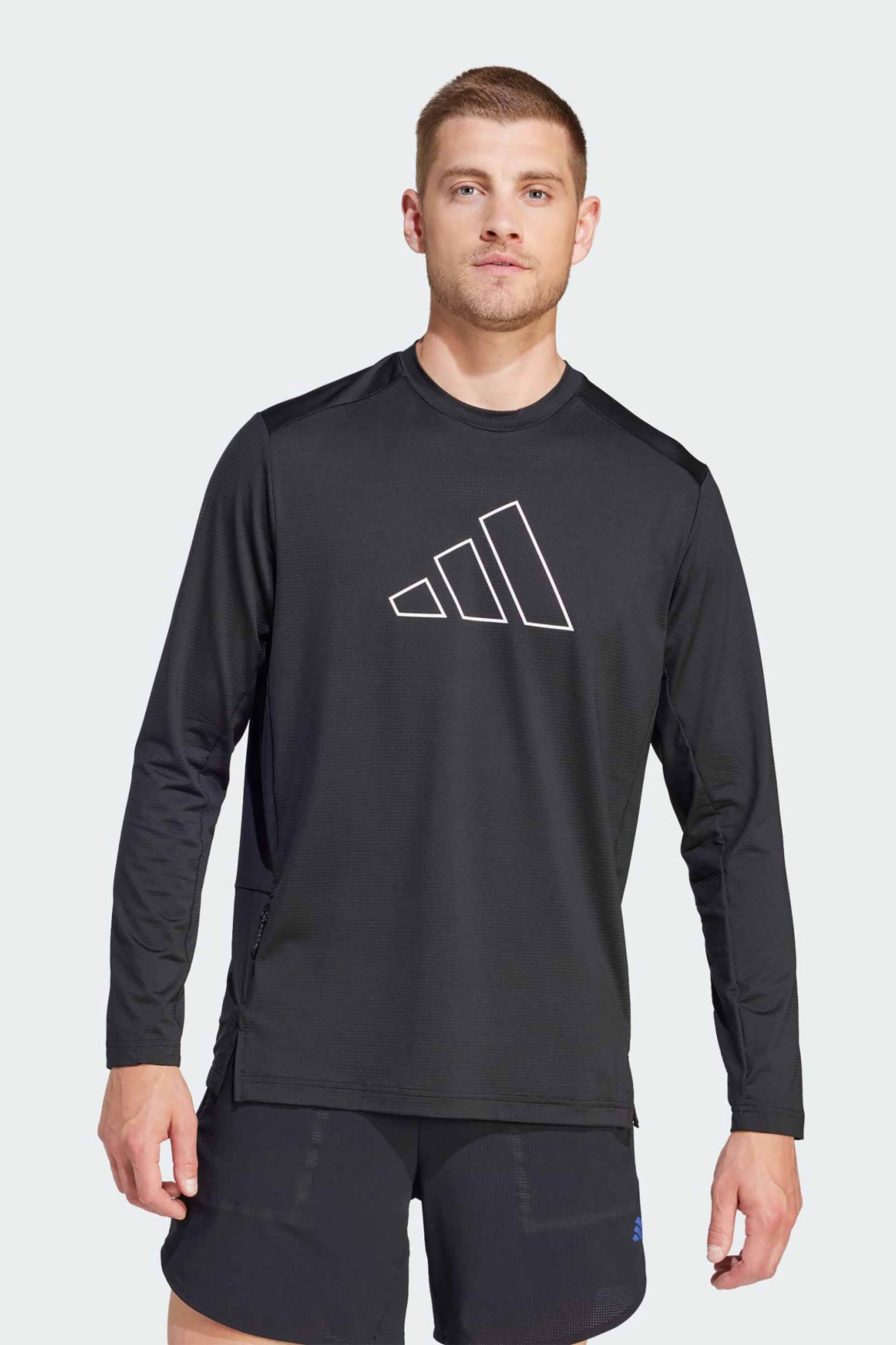 ADIDAS Adidas ανδρική αθλητική μπλούζα με contrast logo print και κρυφή τσέπη "Train Icons" - IN9806 Μαύρο