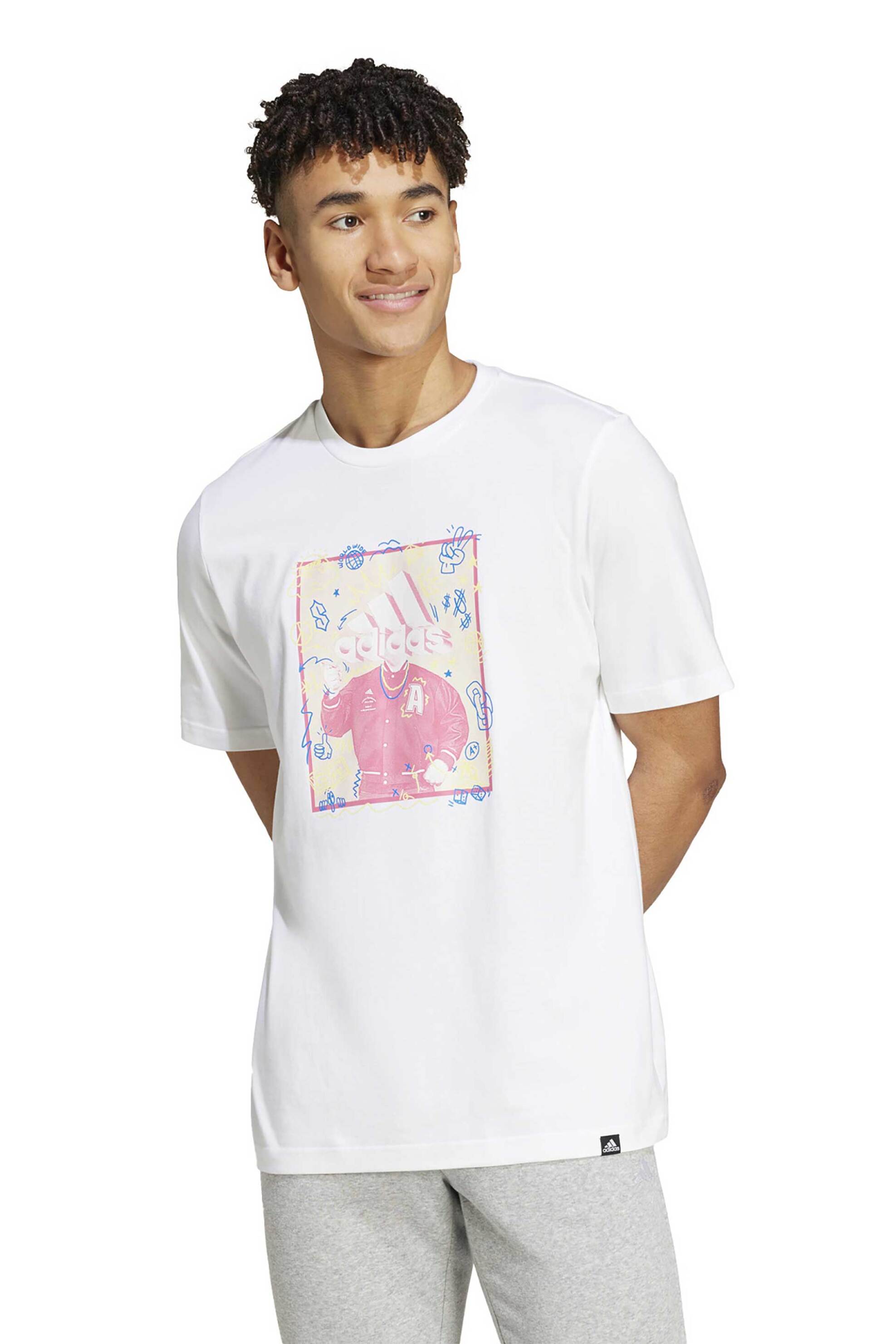 Adidas ανδρικό T-shirt με graphic print - IY8074 Λευκό