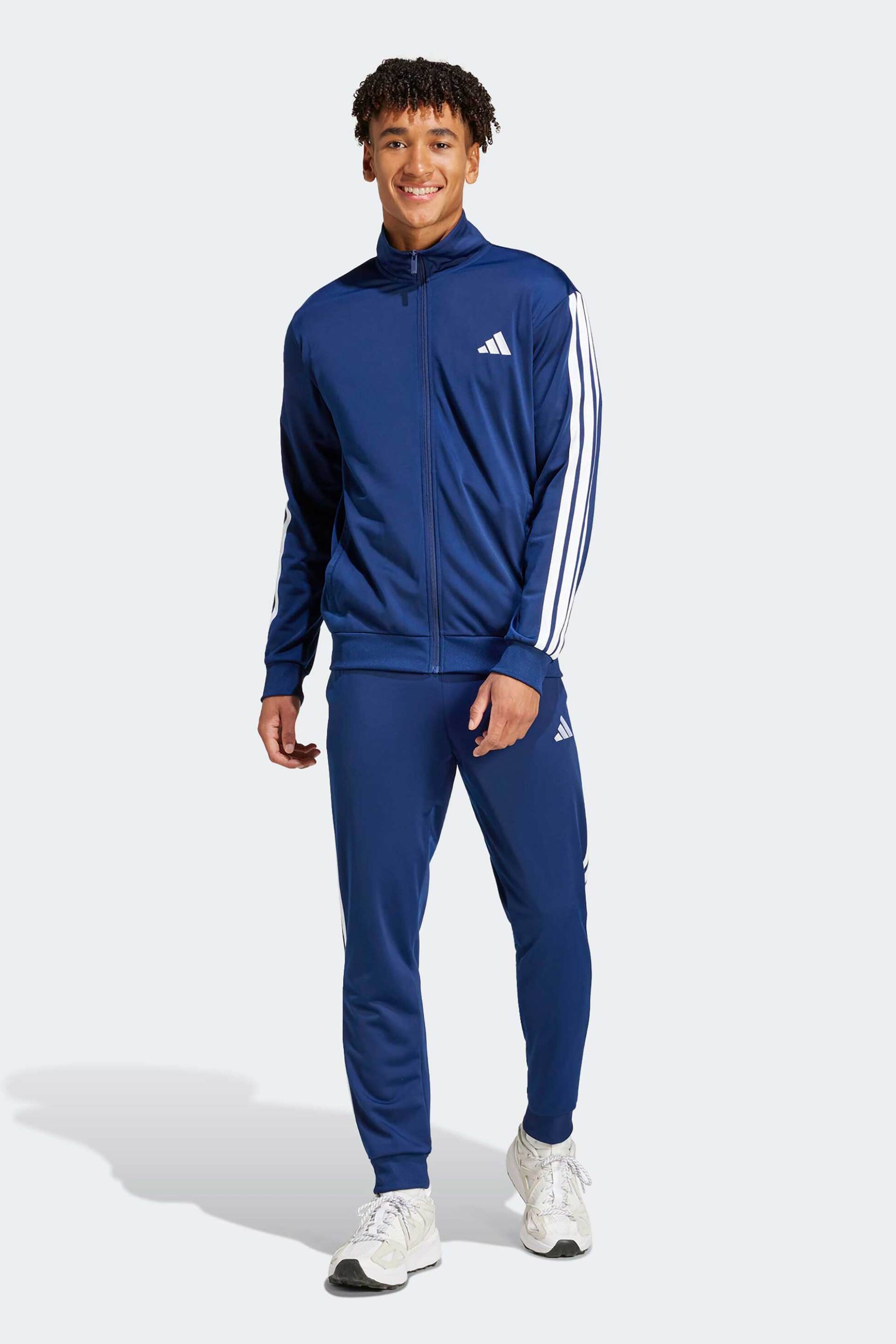 Adidas σετ ανδρικό παντελόνι φόρμας με ζακέτα Regular Fit "Sportswear Basic 3-Stripes Tricot" - JI8859 Μπλε