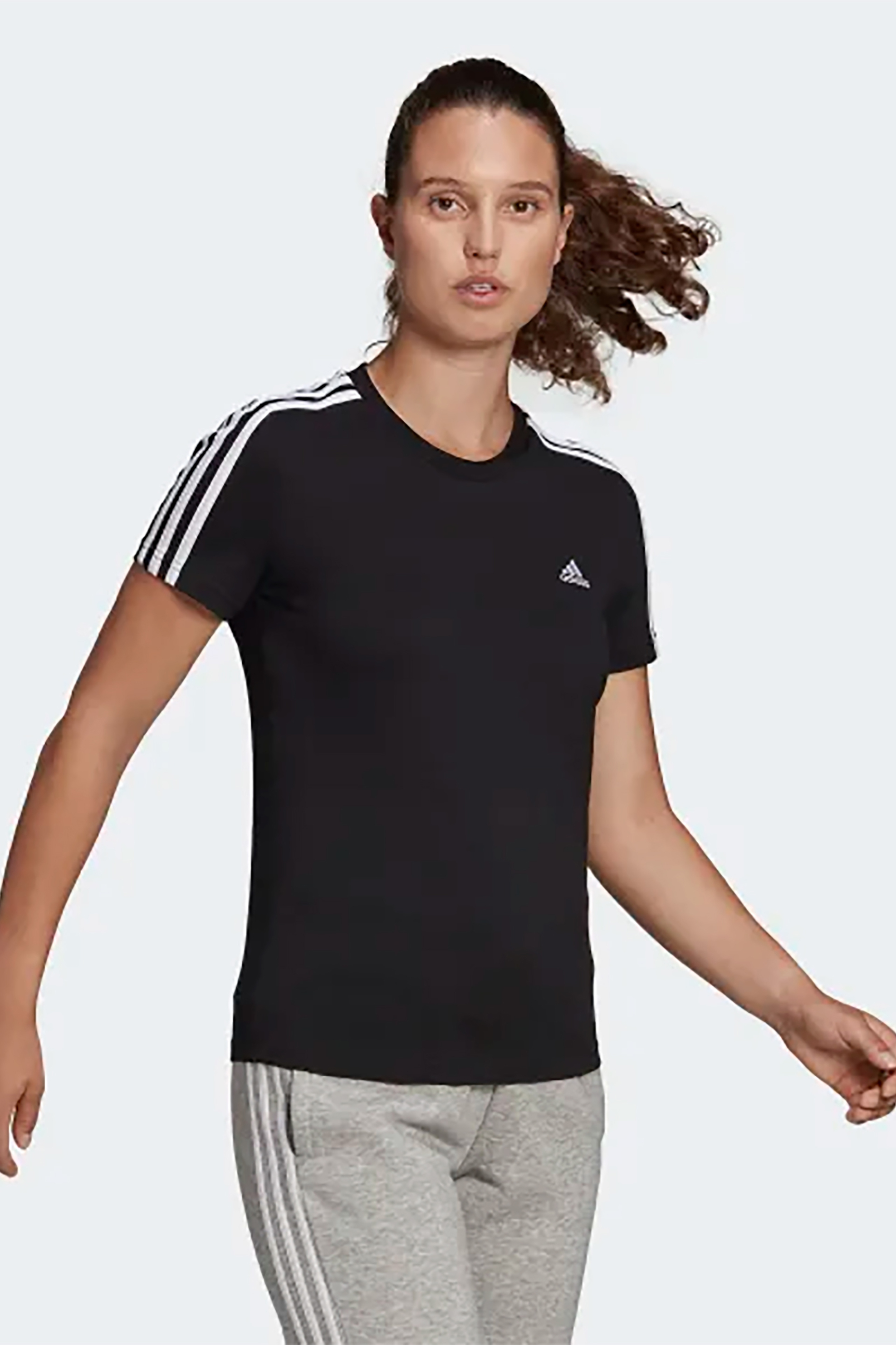 ADIDAS Adidas γυναικείο T-shirt με κεντημένο λογότυπο "Εssentials 3 Stripes" - GL0784 Μαύρο