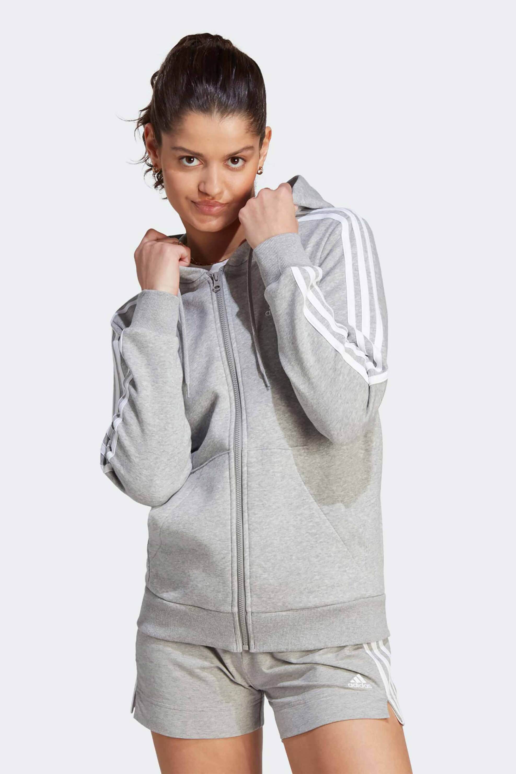 Adidas γυναικεία αθλητική ζακέτα φούτερ μονόχρωμη με contrast λεπτομέρειες "Essentials" | L