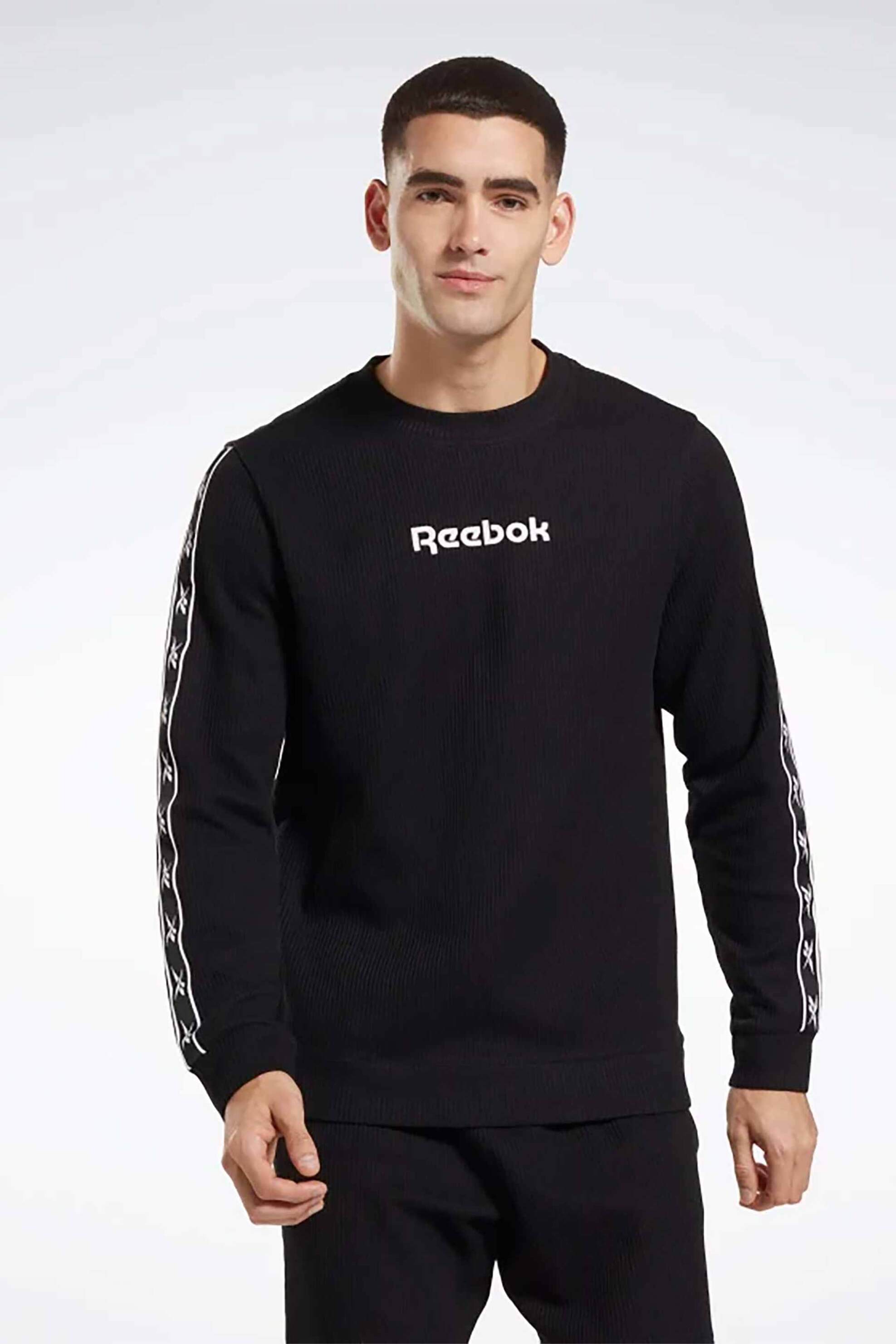 REEBOK Reebok ανδρικό φούτερ "Identity Vector Tape Waffle Crew" - HZ3323 Μαύρο