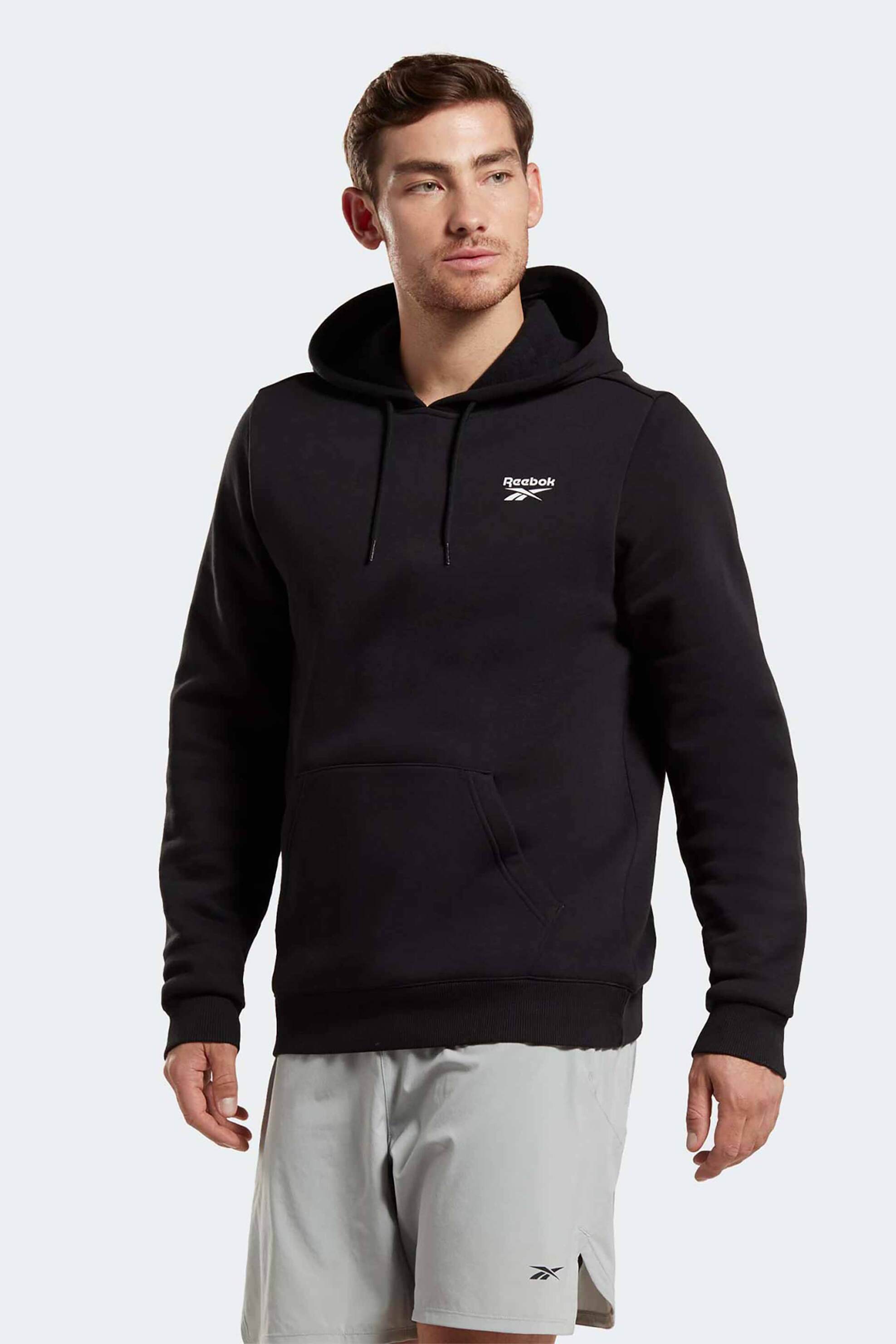 REEBOK Reebok ανδρικό φούτερ με κουκούλα "Identity Fleece Over-the-Head" - IB2993 Μαύρο