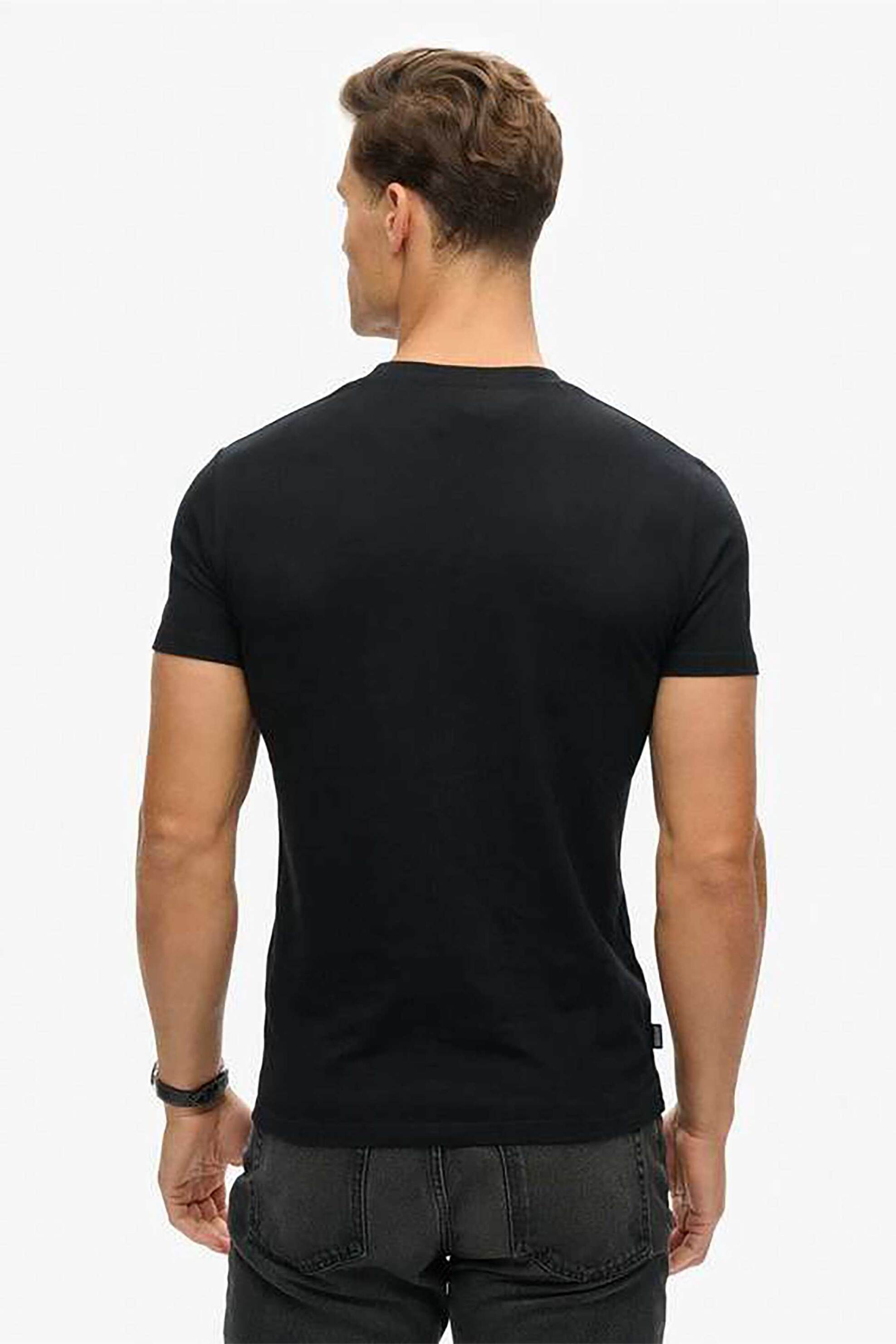 Superdry Ανδρικό T-Shirt με Κεντημένο Λογότυπο Slim Fit Essential Logo - M1011245A Μαύρο