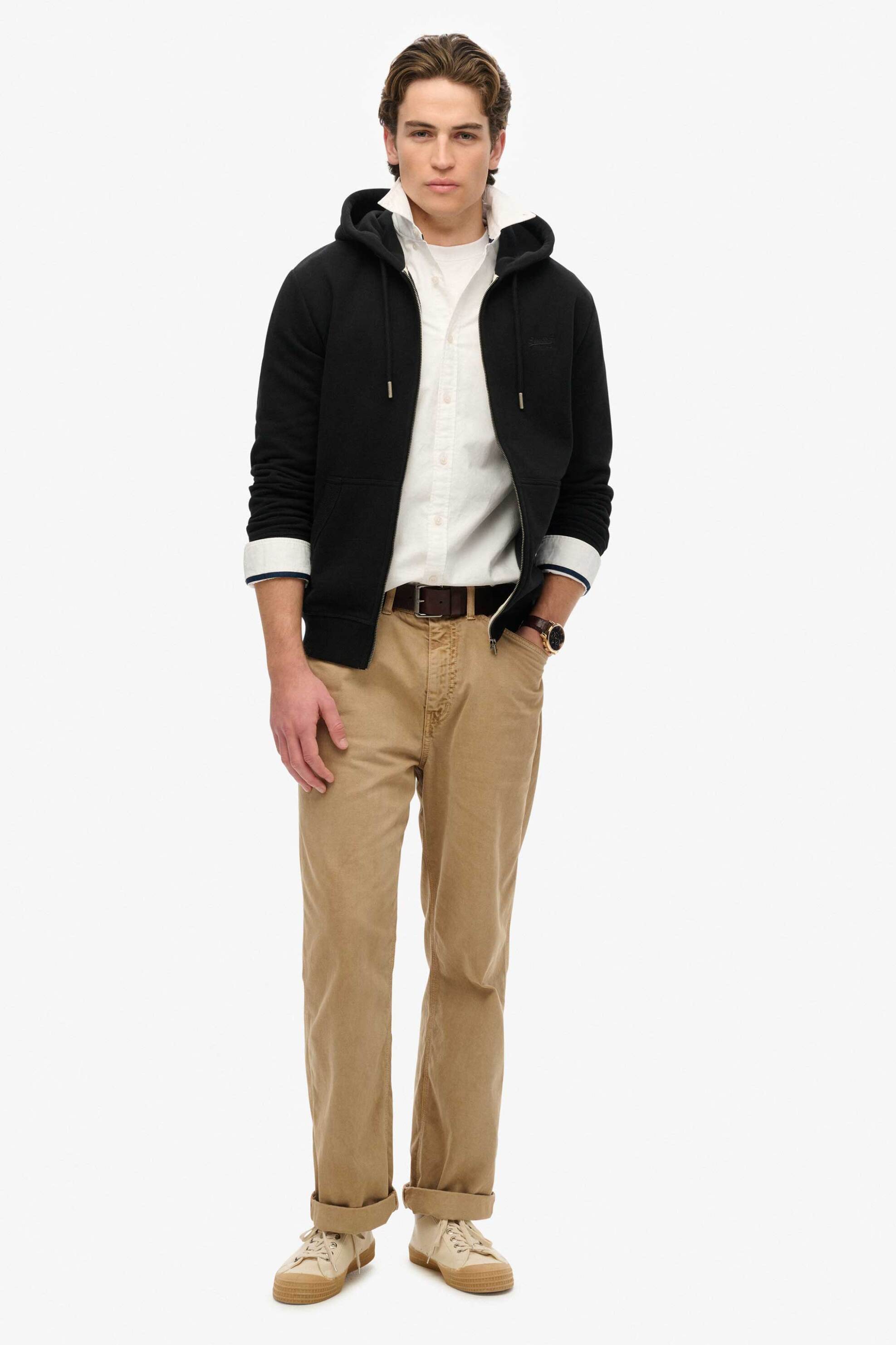 Superdry ανδρική ζακέτα φούτερ με κουκούλα και κεντημένο λογότυπο Relaxed Fit "Essential" - M2014128A Μαύρο φωτογραφία