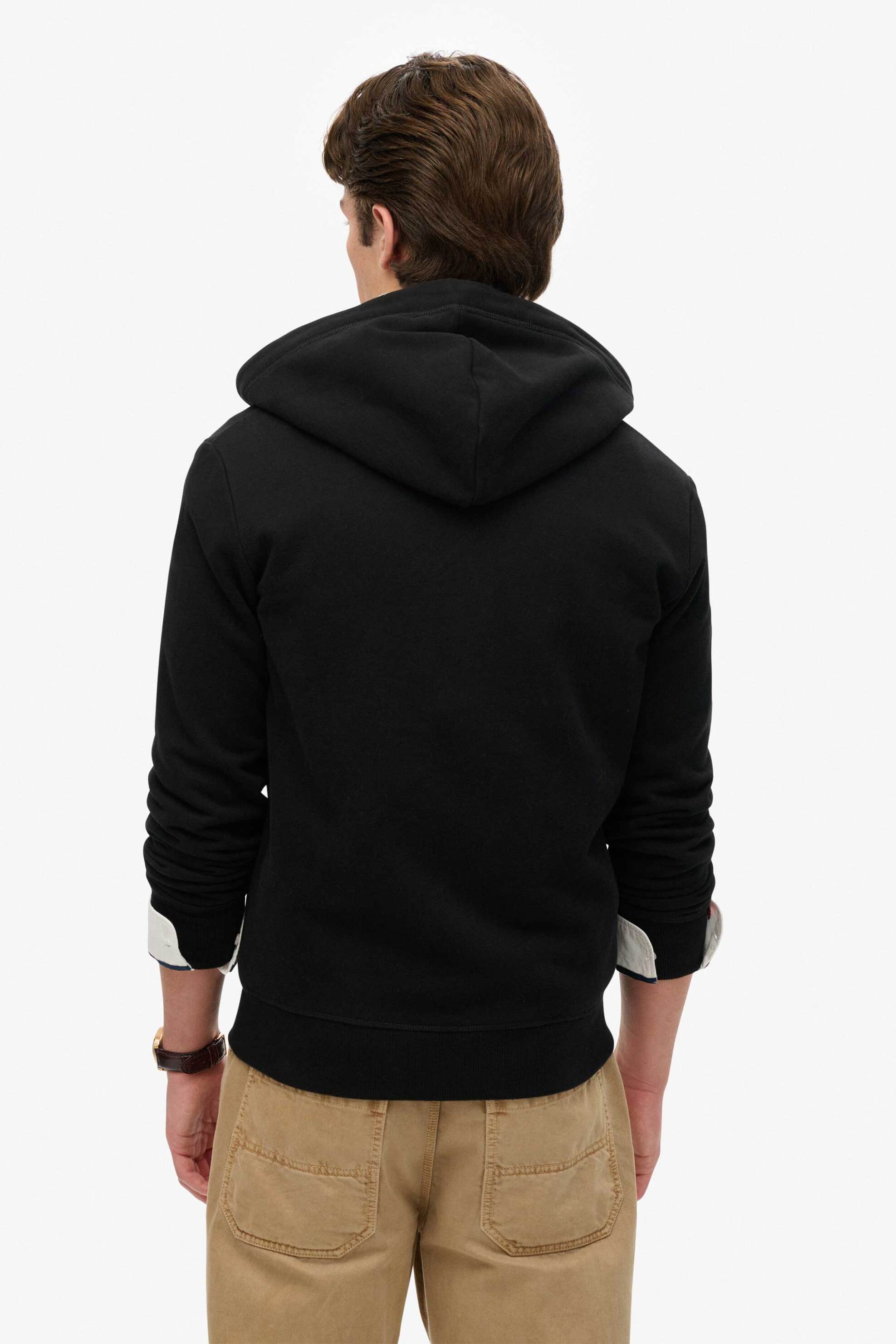 Superdry ανδρική ζακέτα φούτερ με κουκούλα και κεντημένο λογότυπο Relaxed Fit "Essential" - M2014128A Μαύρο φωτογραφία