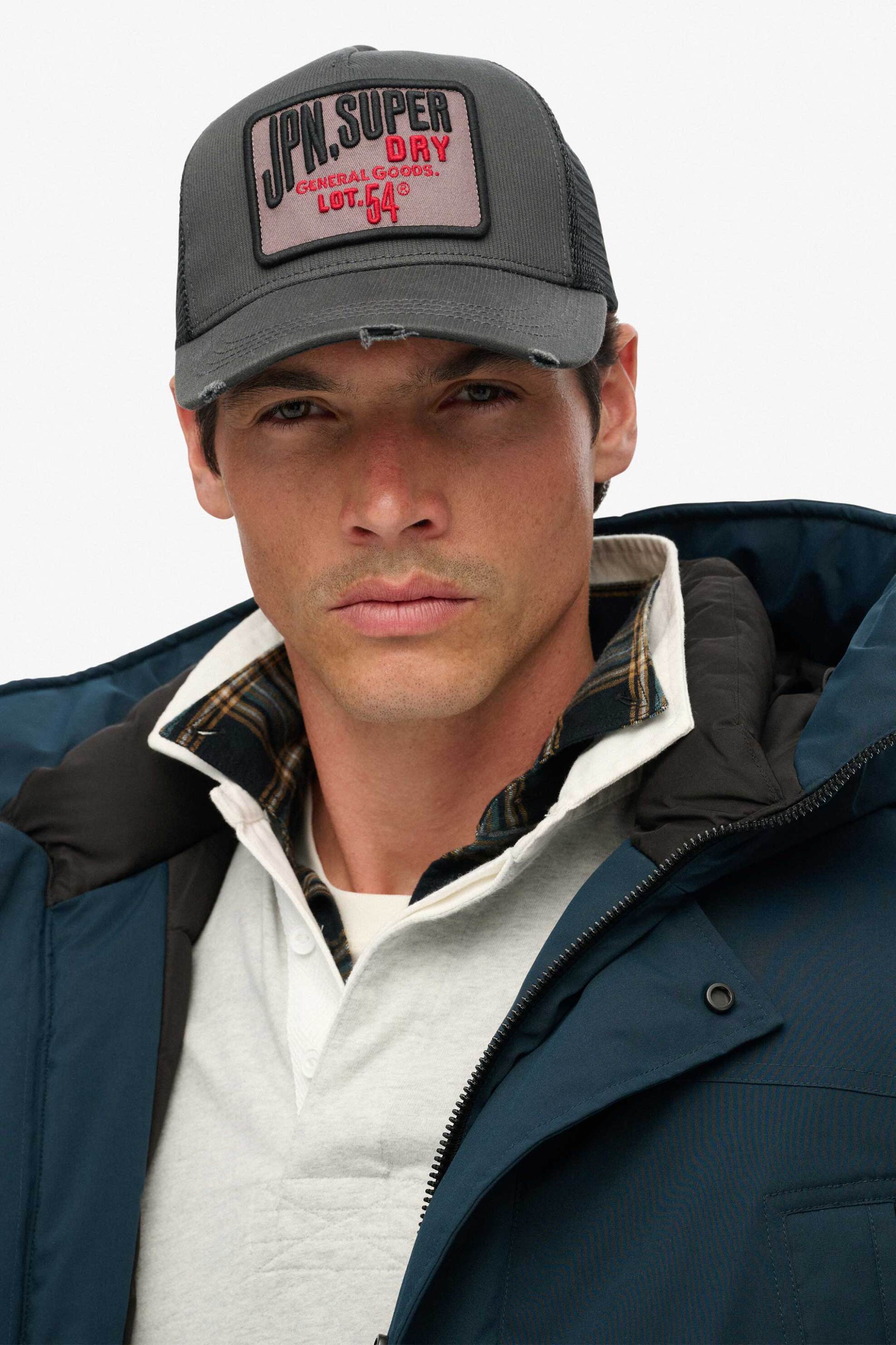 Superdry unisex καπέλο jockey με logo patch "Dirt Road Cord Trucker" - Y9011028A Μαύρο φωτογραφία