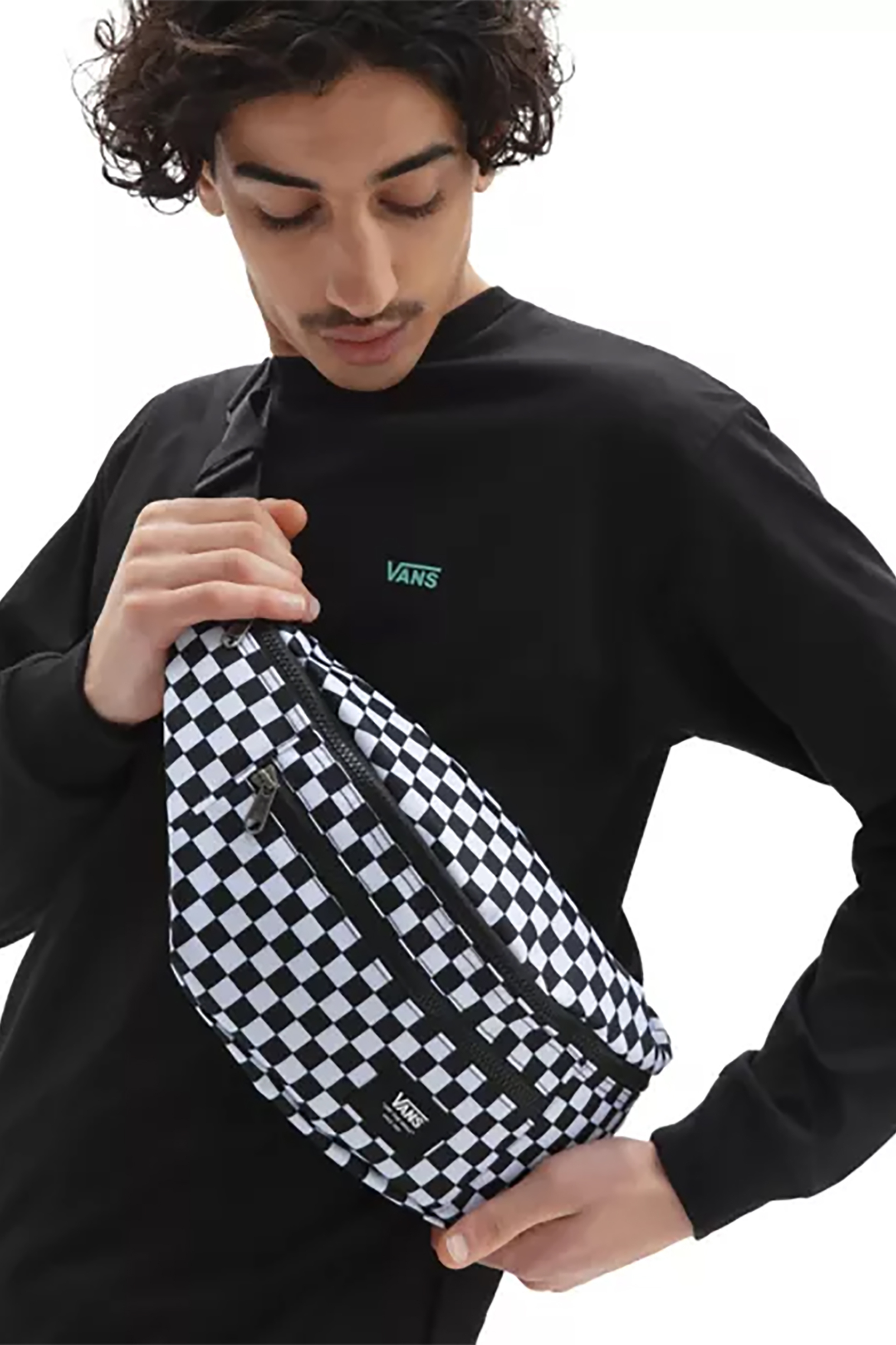 Vans ανδρικό τσαντάκι με checkerboard print ''Ward Cross Body Pack'' - VN0A2ZXXHU01 Μαύρο