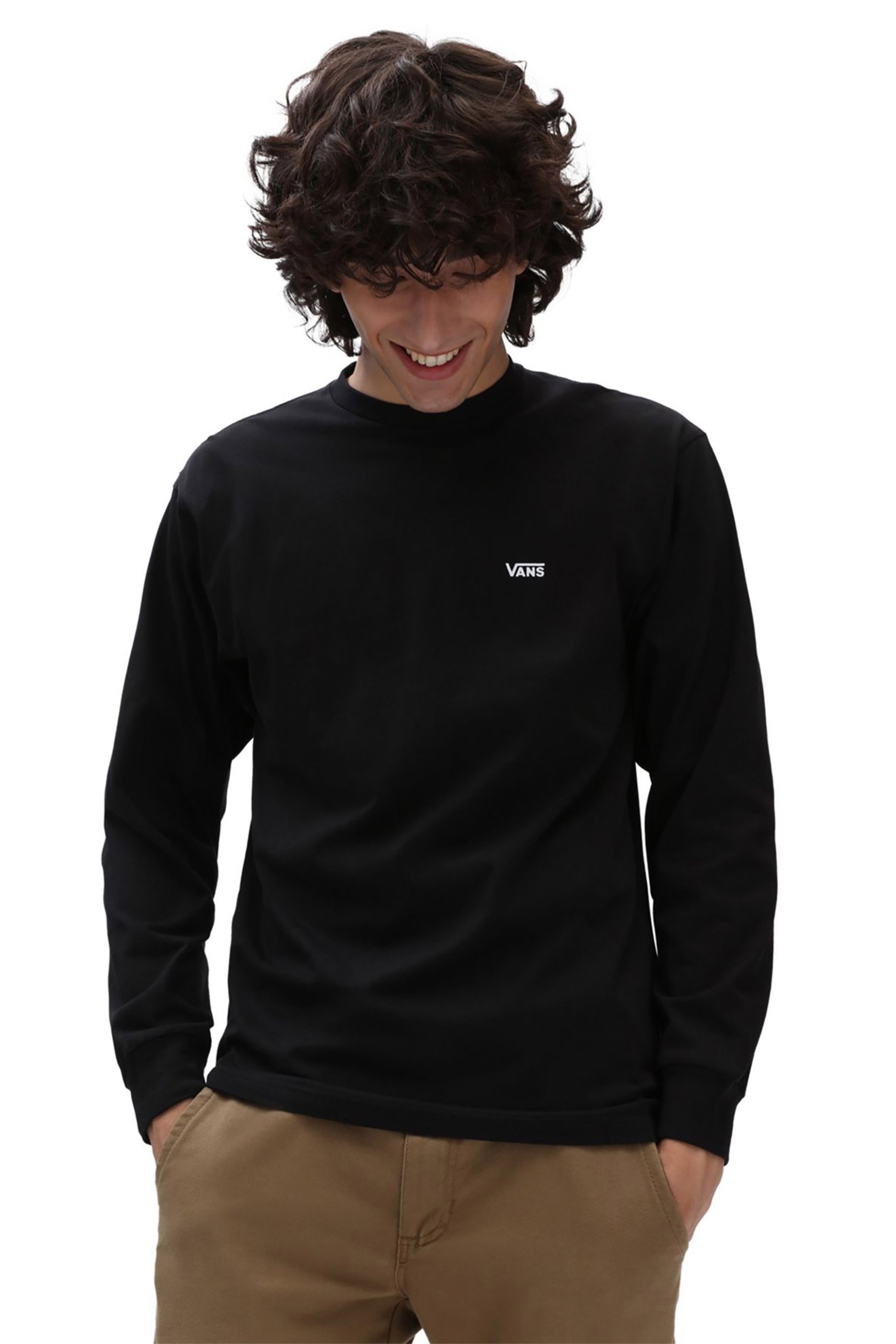 VANS Vans ανδρική μπλούζα βαμβακερή μονόχρωμη με contrast λογότυπο - VN0A49LCY281 Μαύρο