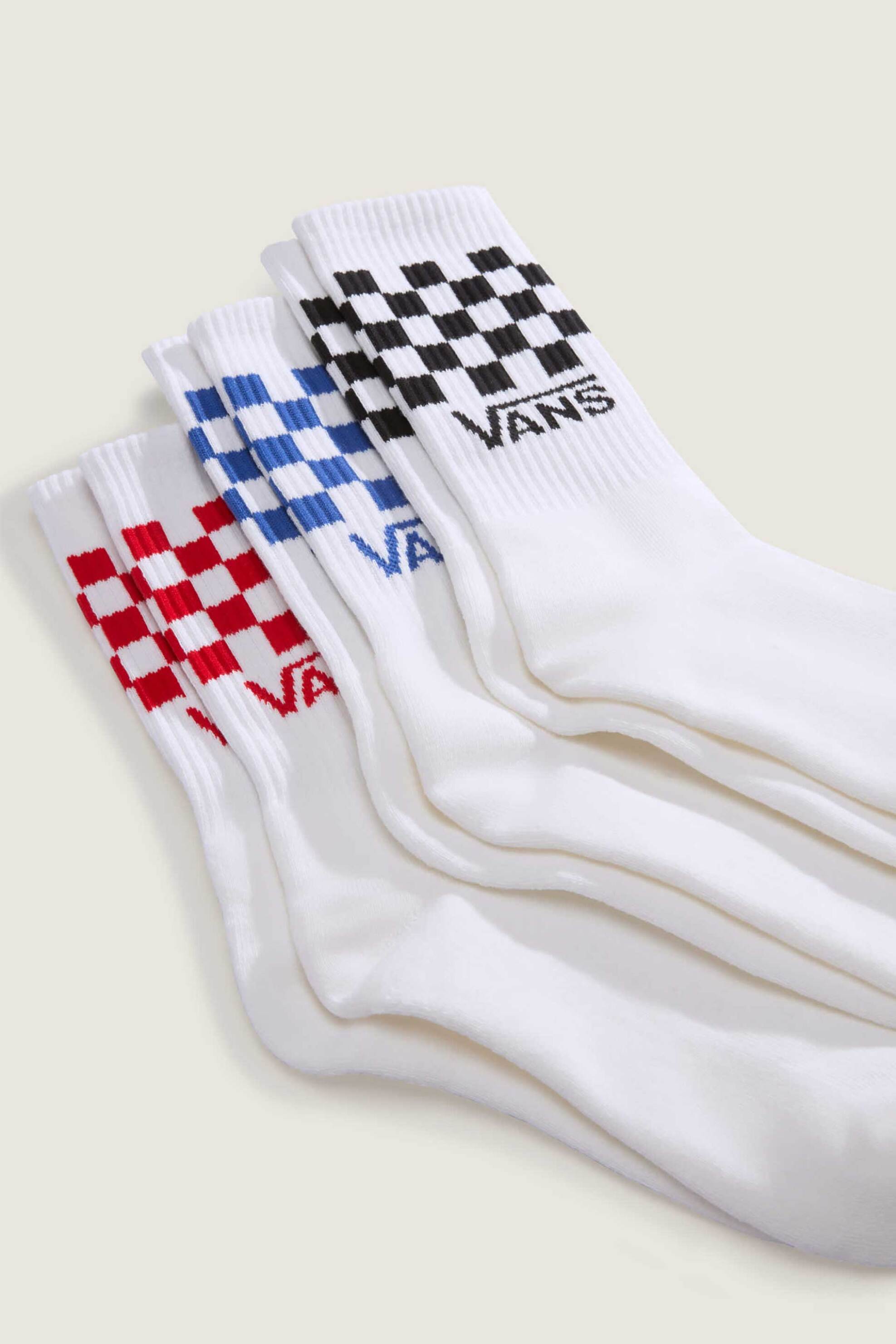 Vans Σετ Unisex Μακριές Κάλτσες με Λογότυπο Classic Check (3 Ζευγάρια) - Vn000Qbuwht1 Λευκό