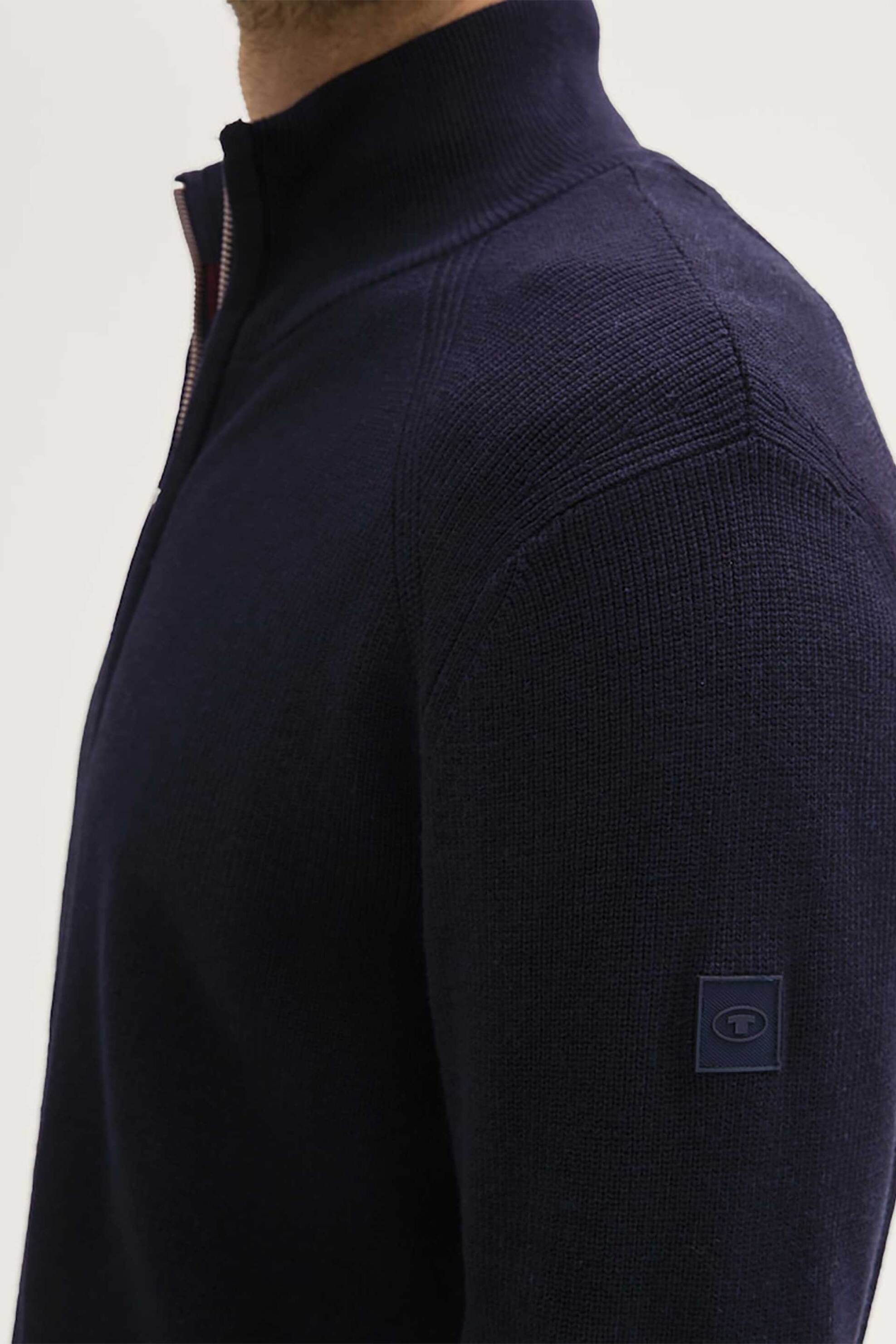 Tom Tailor ανδρική πλεκτή ζακέτα structured με ψηλό λαιμό Regular Fit - 1042455 Μπλε Σκούρο φωτογραφία