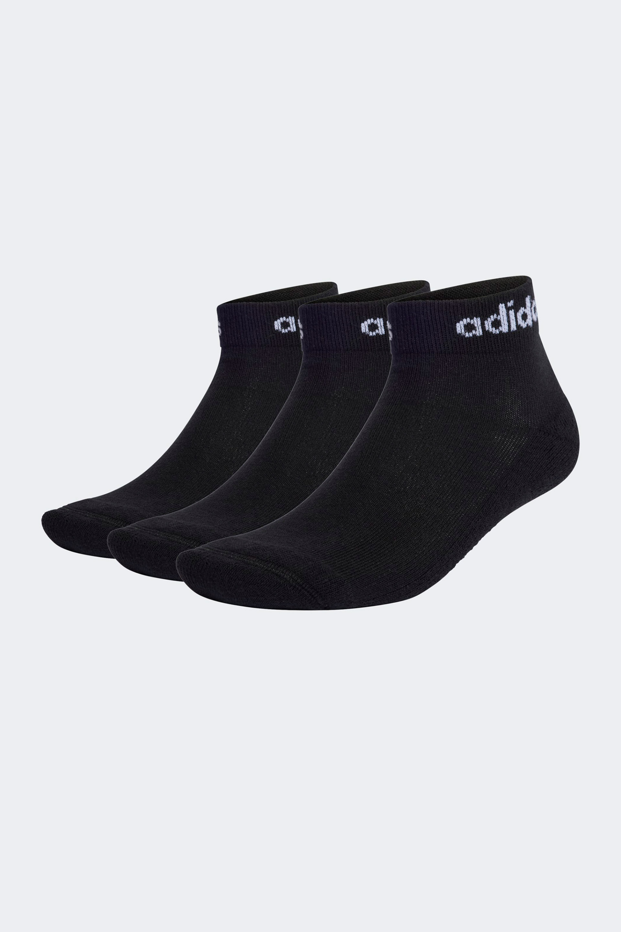 Ανδρική Μόδα > Ανδρικά Ρούχα > Ανδρικές Κάλτσες > Ανδρικές Κάλτσες Κοντές Adidas σετ ανδρικές κάλτσες μονόχρωμες με log print στο πάνω μέρος "Think Linear" (3 τεμάχια) - IC1305 Μαύρο