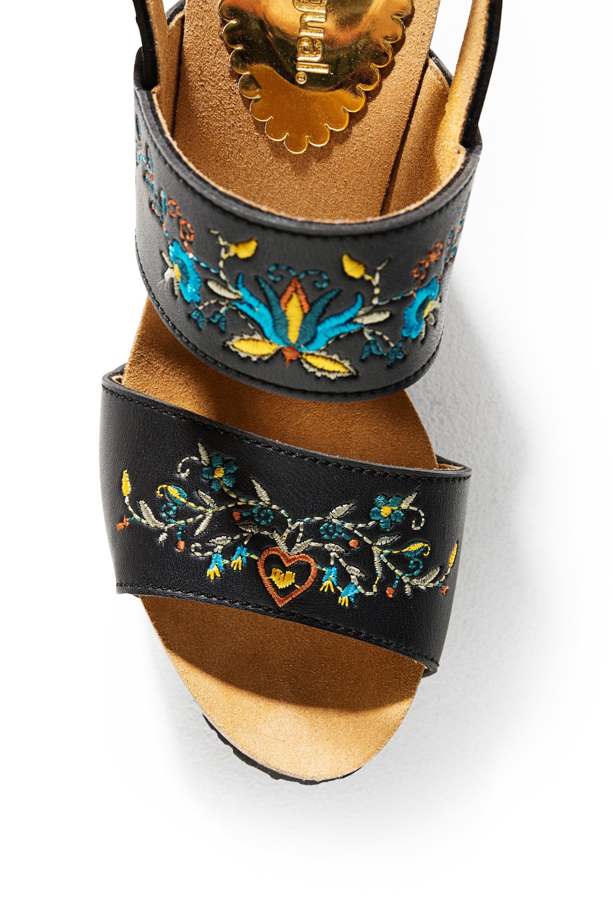 Desigual γυναικείο πέδιλο με εμπριμέ κέντημα - 18SSHP03 Μαύρο