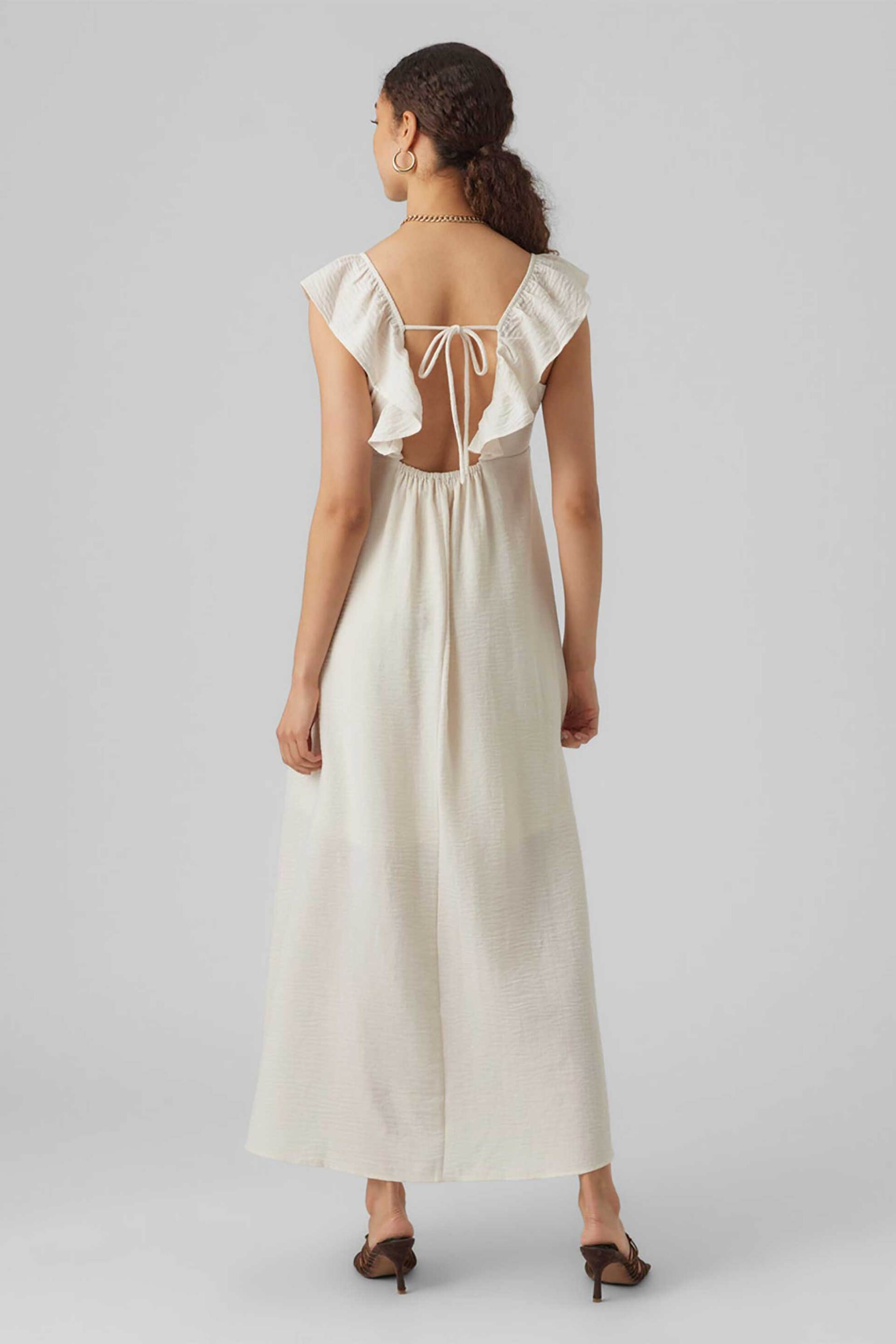 Vero Moda Γυναικείο Maxi Φόρεμα με Βολάν - 10285599 Μπεζ