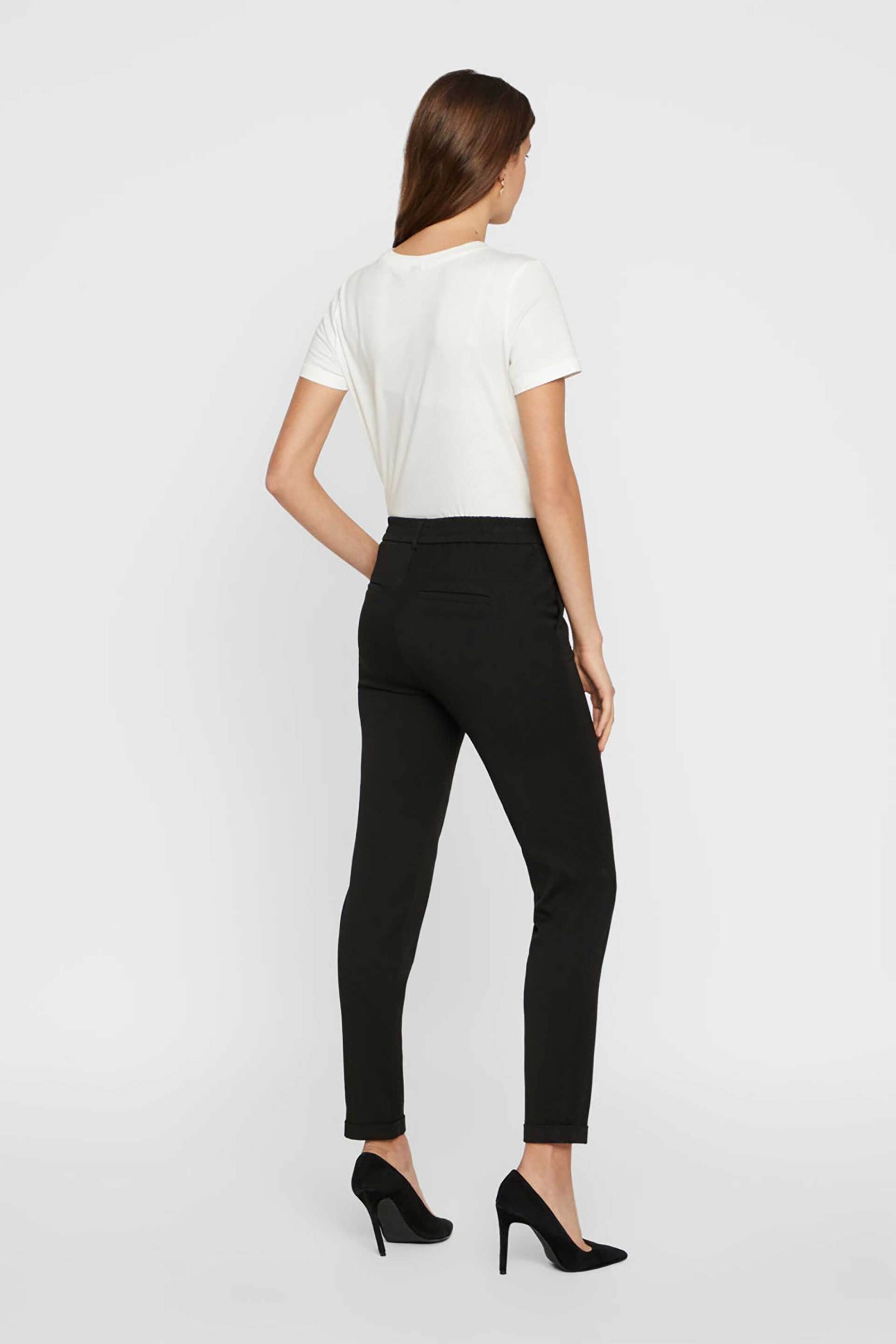 Vero Moda Γυναικείο Παντελόνι Μονόχρωμο με Τσέπες Και Ελαστική Μέση - 10225280 Μαύρο