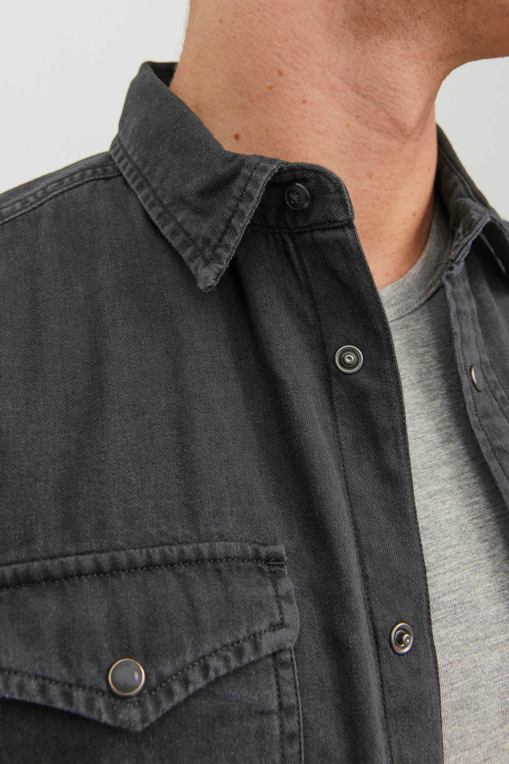 Jack Jones Ανδρικό Denim Πουκάμισο Regular Fit - 12138115 Μαύρο