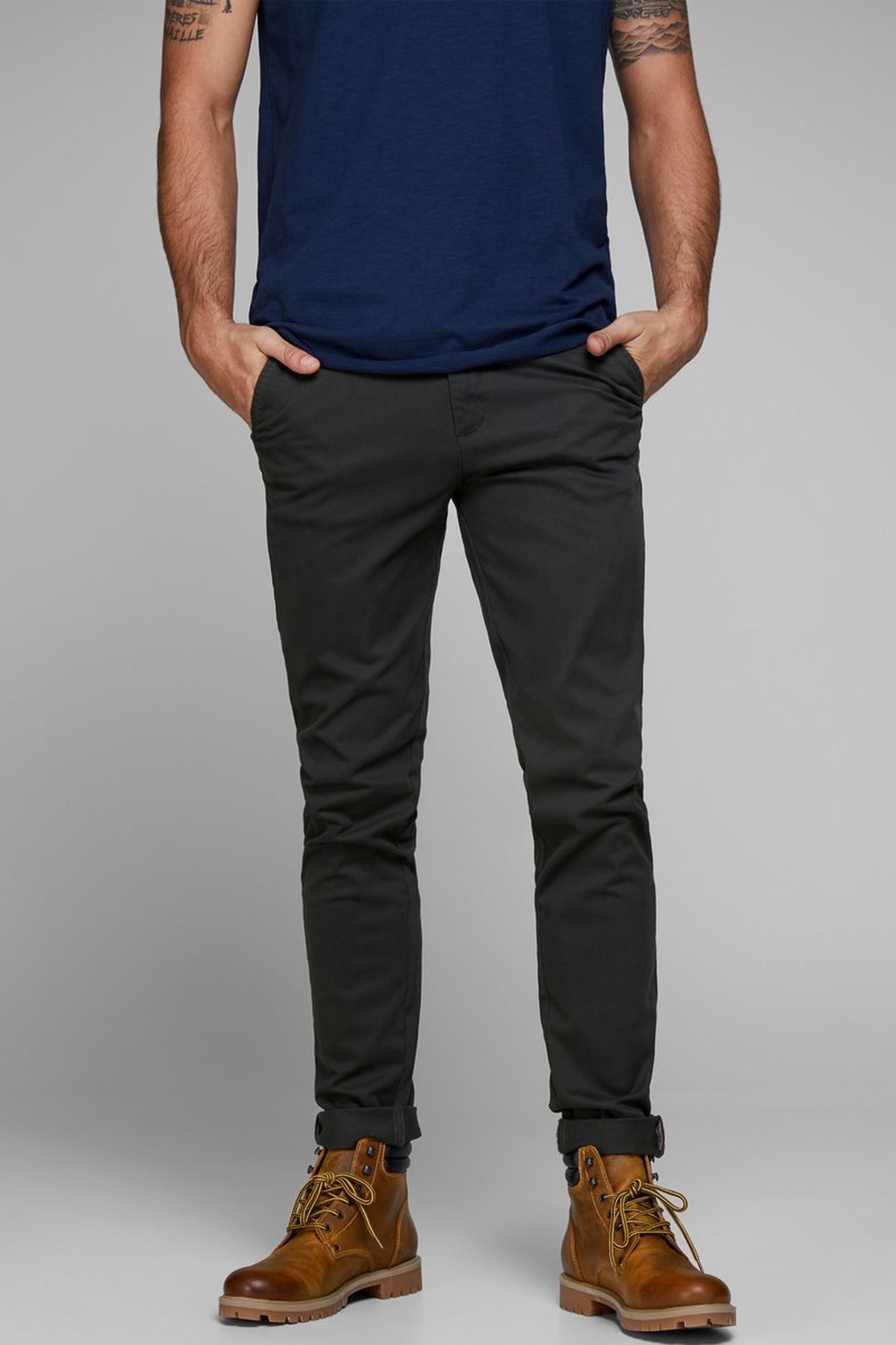 JACK & JONES JACK & JONES Ανδρικό παντελόνι chino Marco Bowie - 12150158 Μαύρο