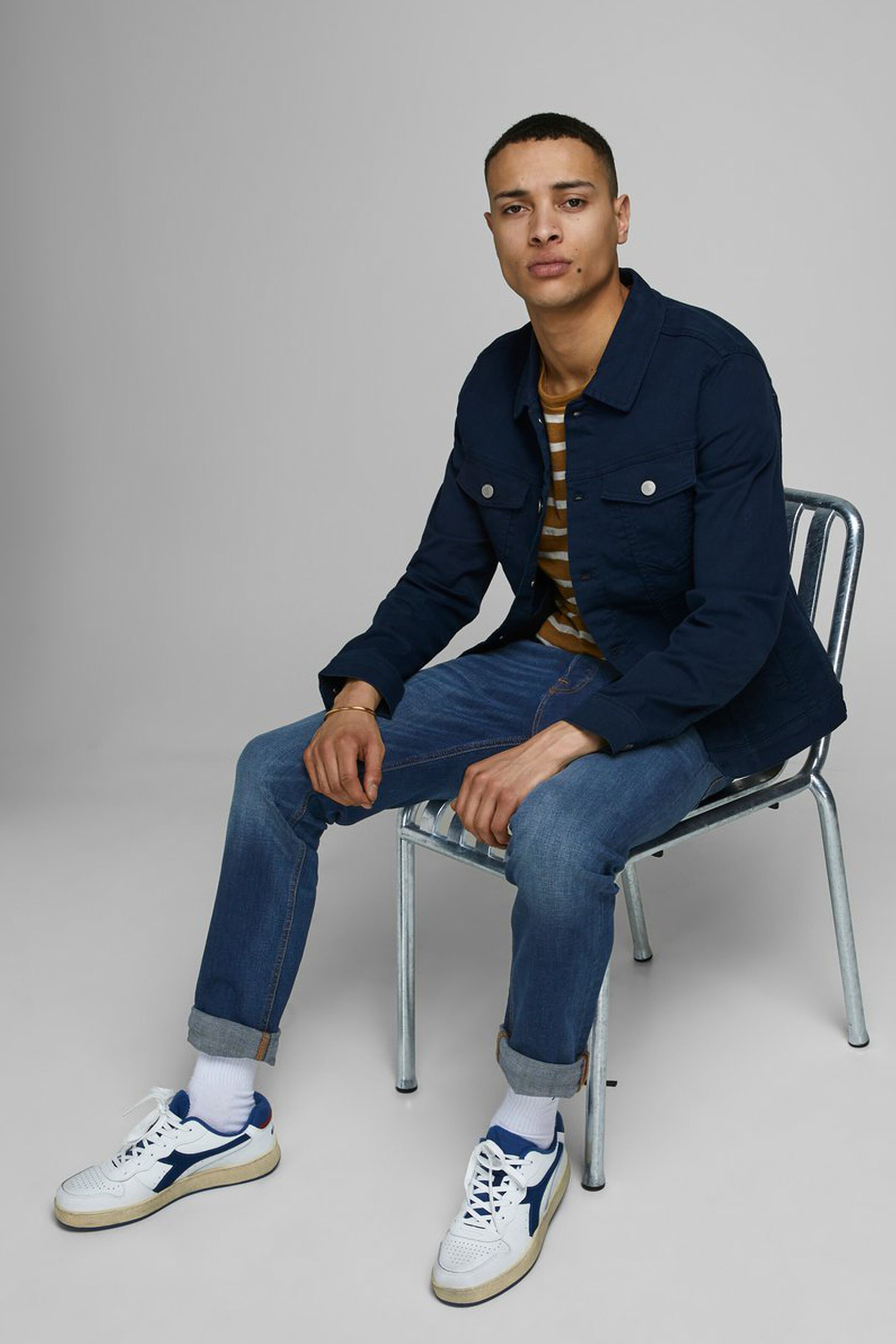 JACK & JONES ανδρικό πεντάτσεπο τζην παντελόνι ''Tim'' - 12146384 Μπλε Σκούρο φωτογραφία