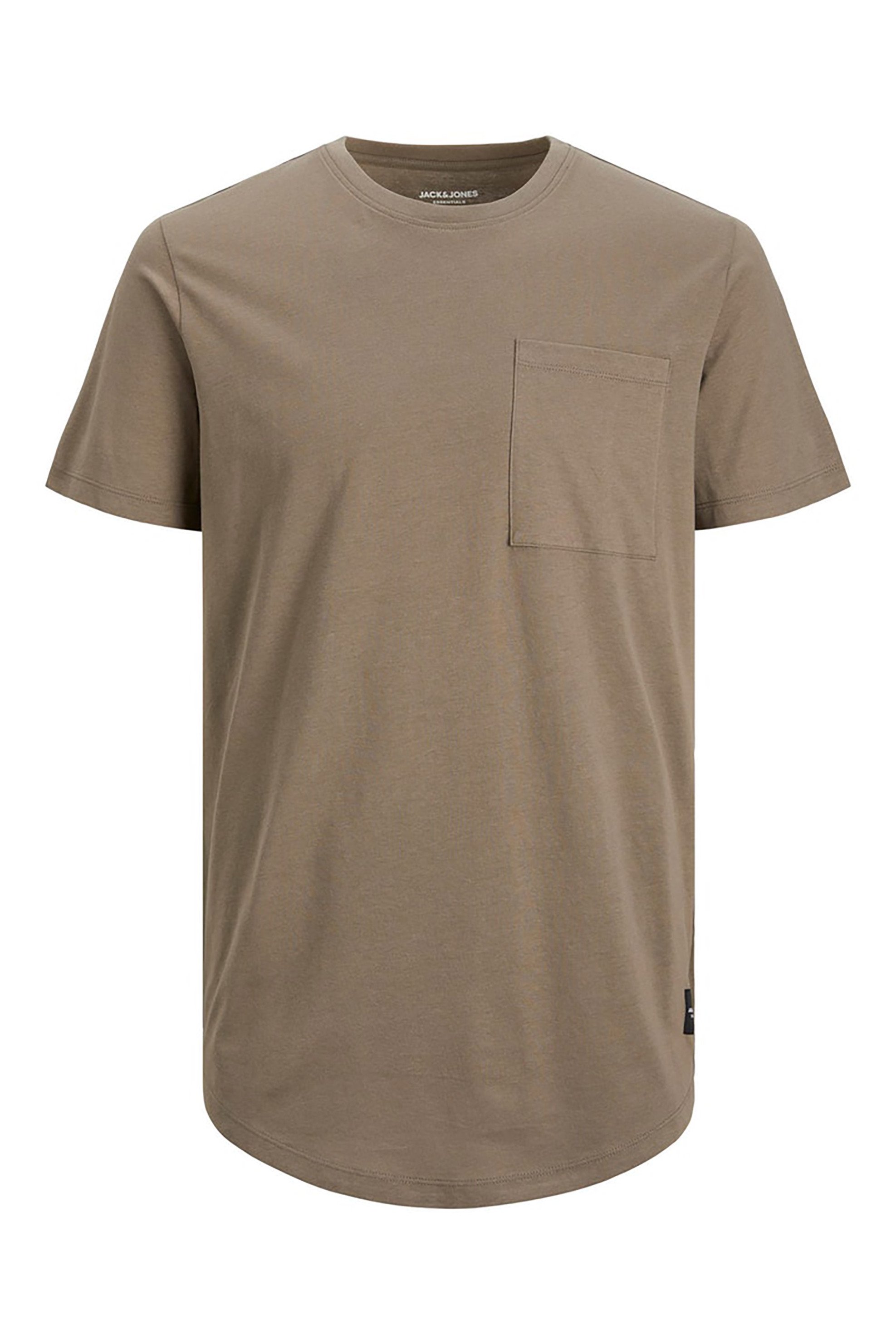 JACK & JONES ανδρικό T-shirt μονόχρωμο με απλικέ τσέπη στο στήθος "Noa" - 12210945 Καφέ