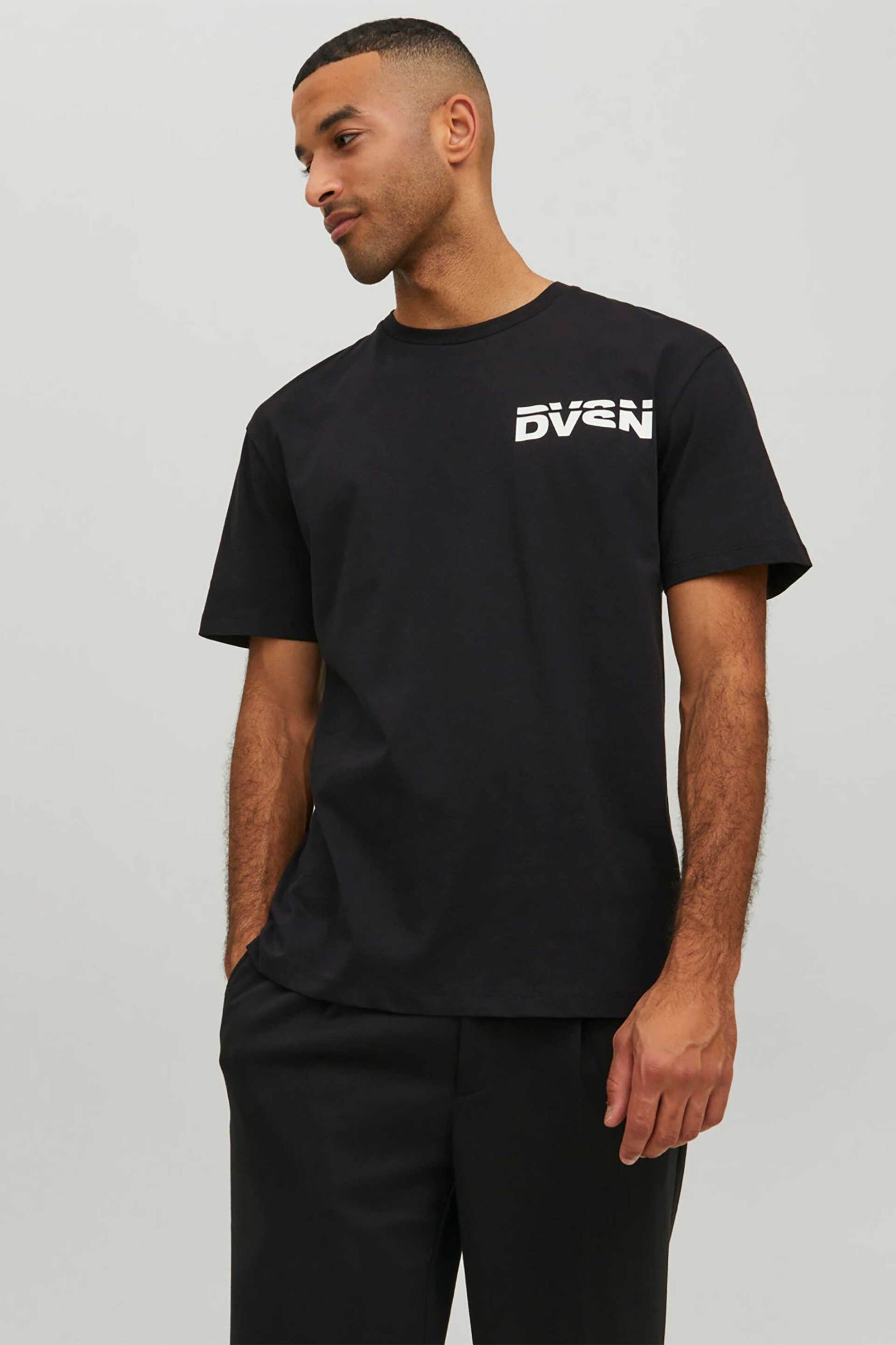 JACK & JONES ανδρικό T-shirt με graphic print και lettering "Crew" - 12229776 Μαύρο