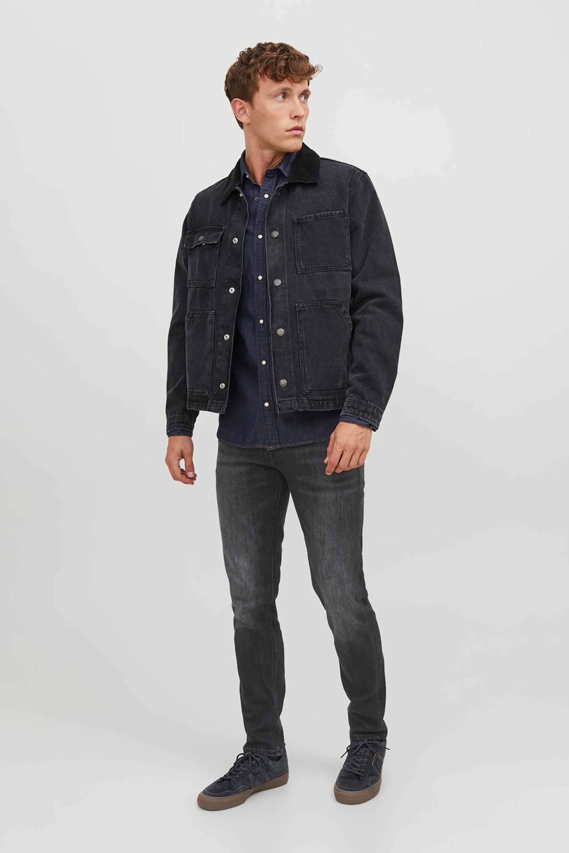 JACK & JONES ανδρικό τζιν παντελόνι πεντάτσεπο Tapered Fit "Ge 218" - 12242997 Μαύρο