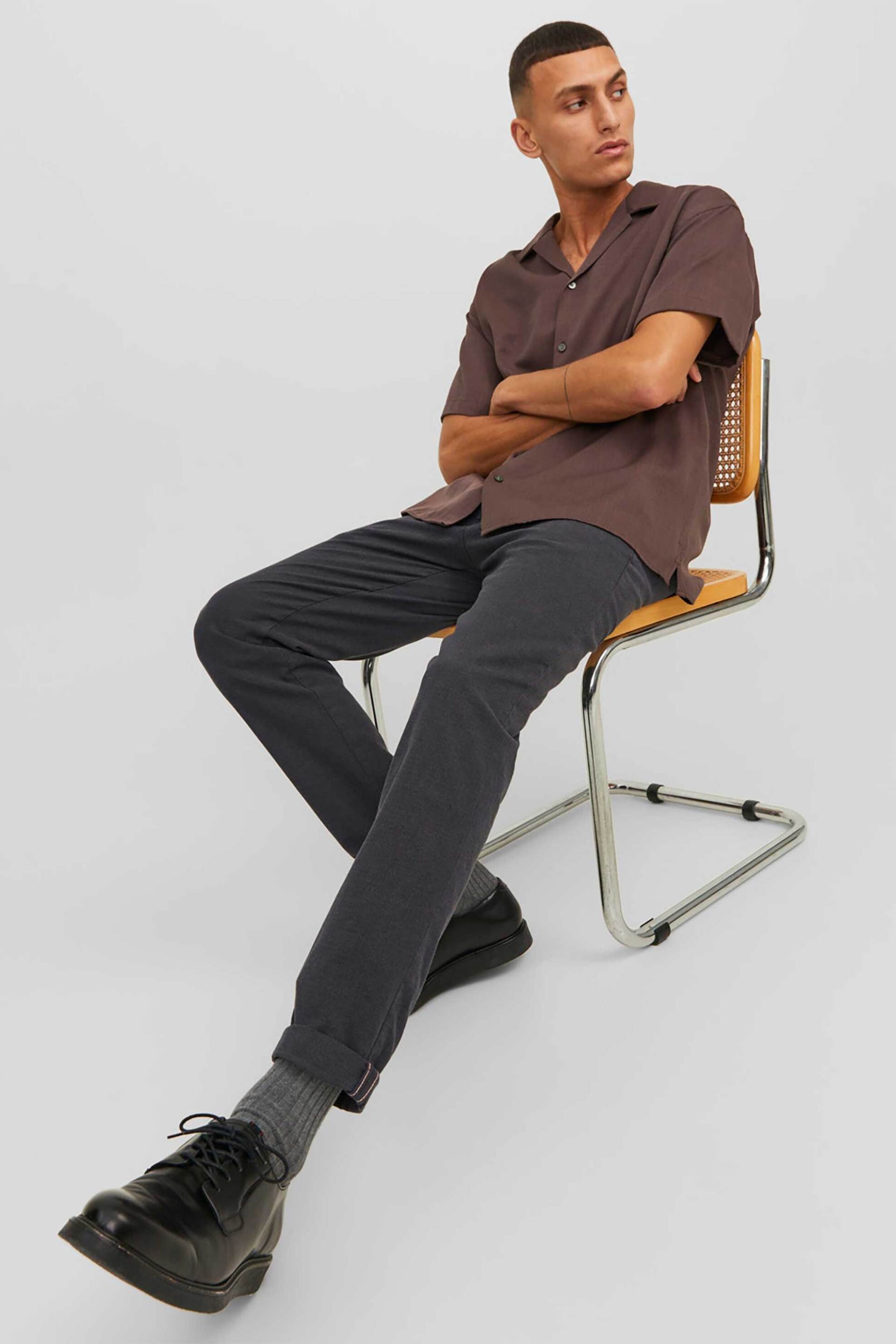 JACK & JONES JACK & JONES ανδρικό chino παντελόνι Slim Fit - 12206198 Μαύρο