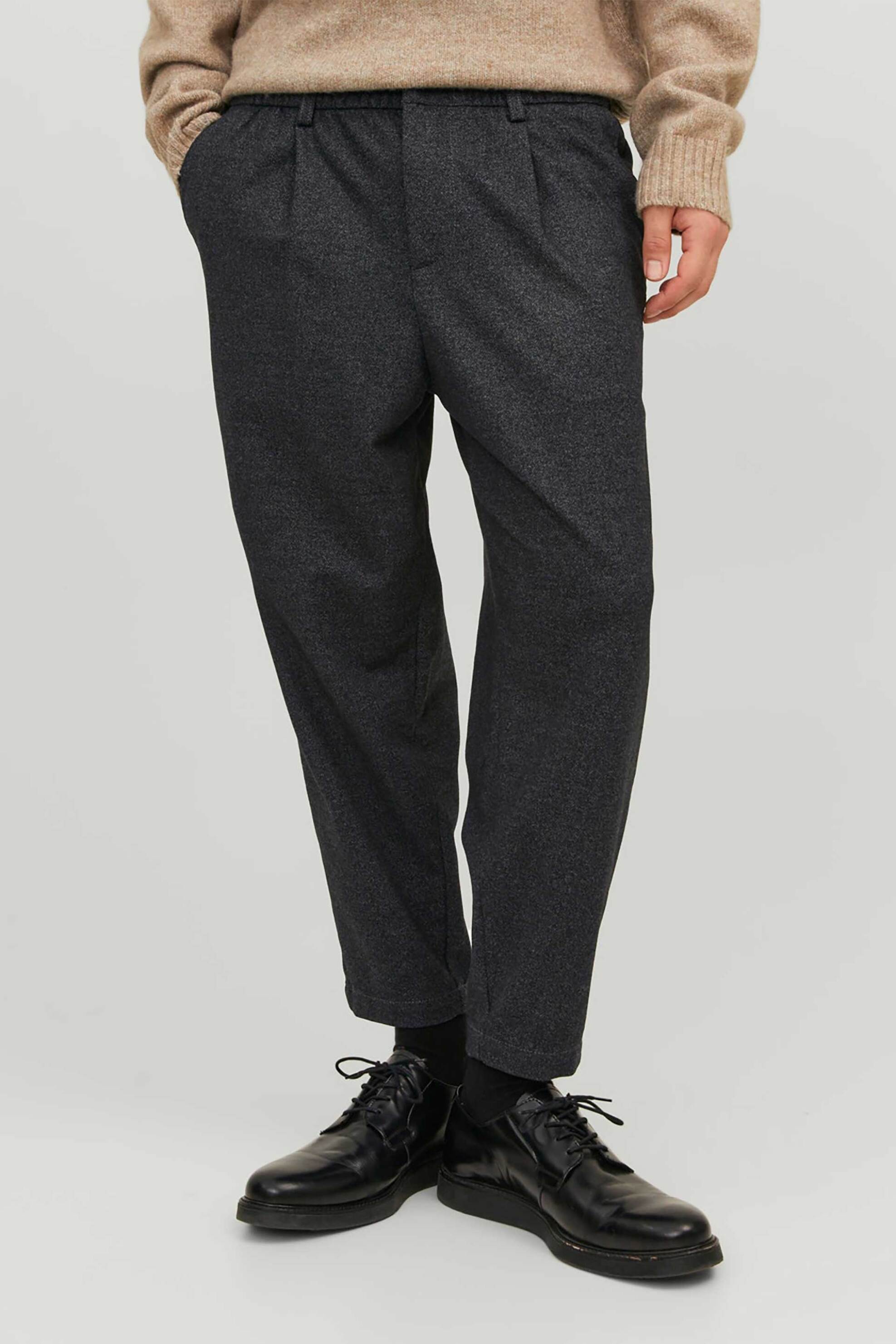 JACK & JONES ανδρικό chino παντελόνι μονόχρωμο Loose Fit - 12242216 Ανθρακί φωτογραφία