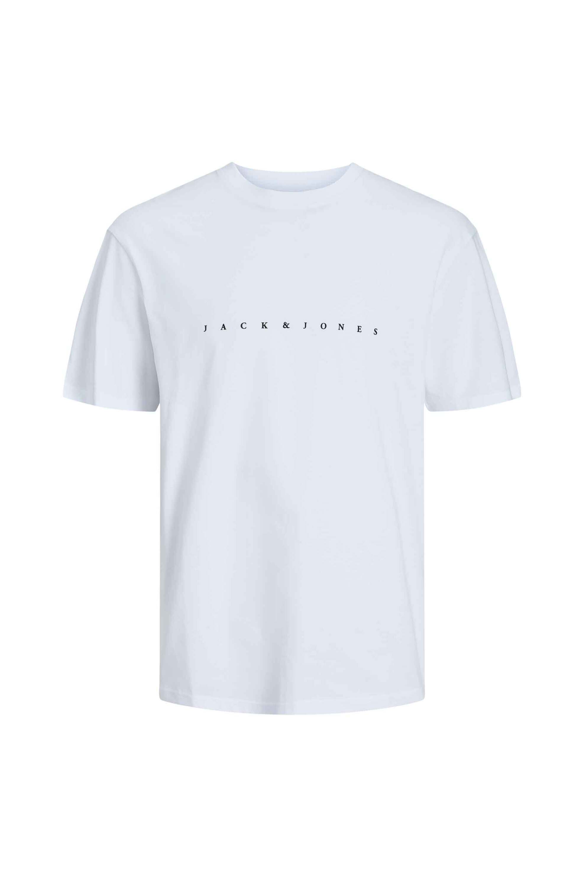 Jack Jones Ανδρικό T-Shirt Μονόχρωμο με Logo Print Relaxed Fit - 12234746 Λευκό