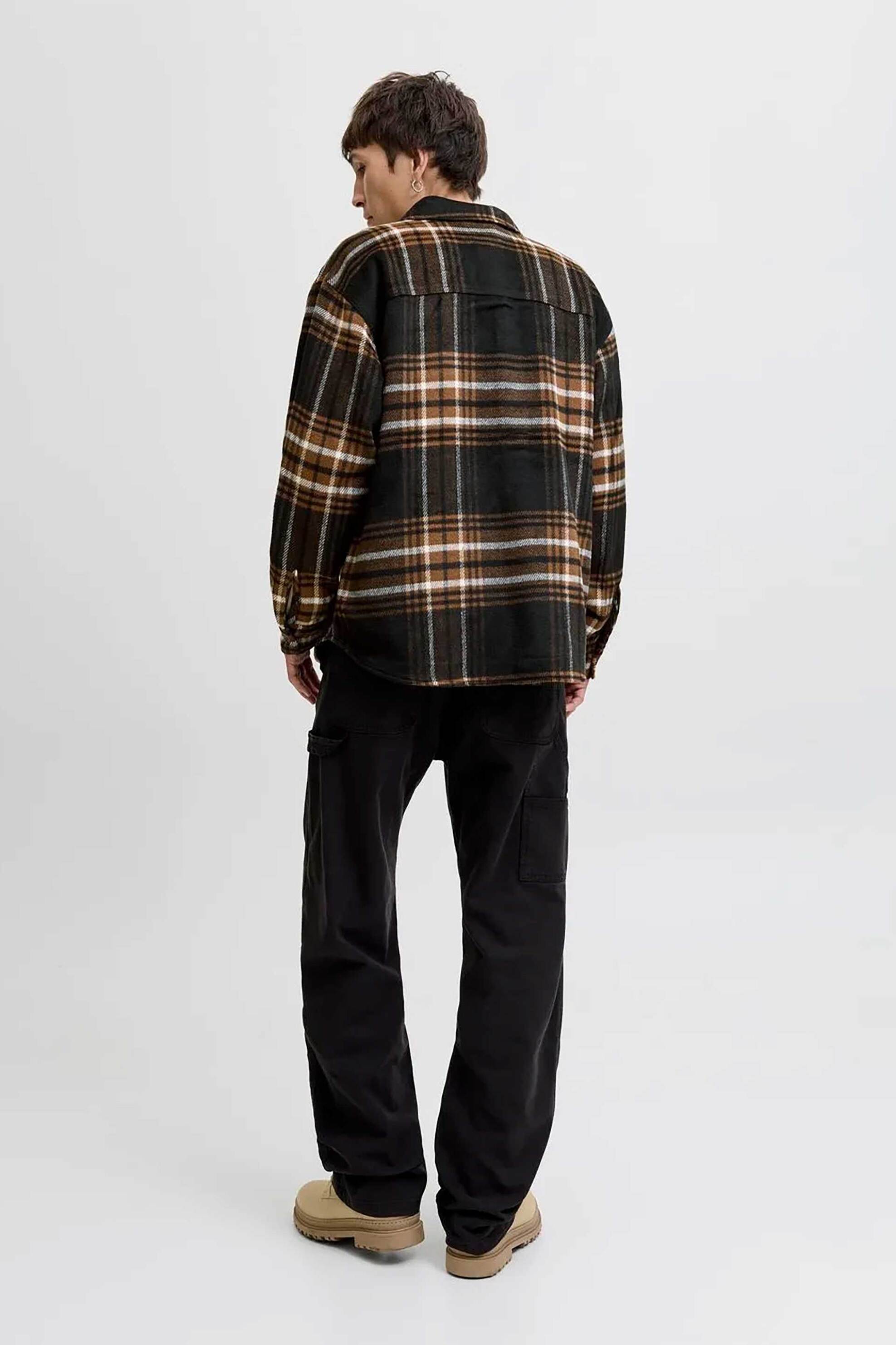 JACK & JONES ανδρικό overshirt με καρό σχέδιο και τσέπες Relaxed Fit - 12257199 Καφέ φωτογραφία