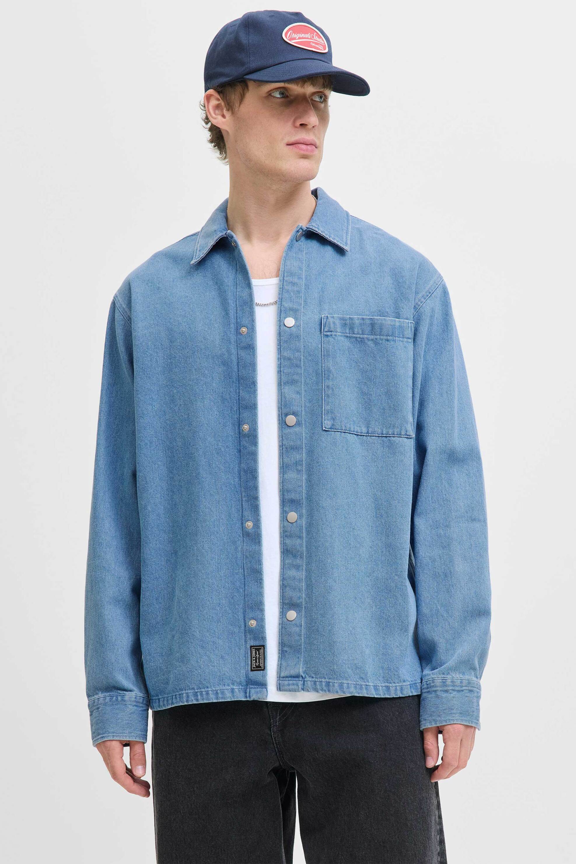 JACK & JONES JACK & JONES ανδρικό denim πουκάμισο με τσέπη στο στήθος - 12279790 Denim Blue