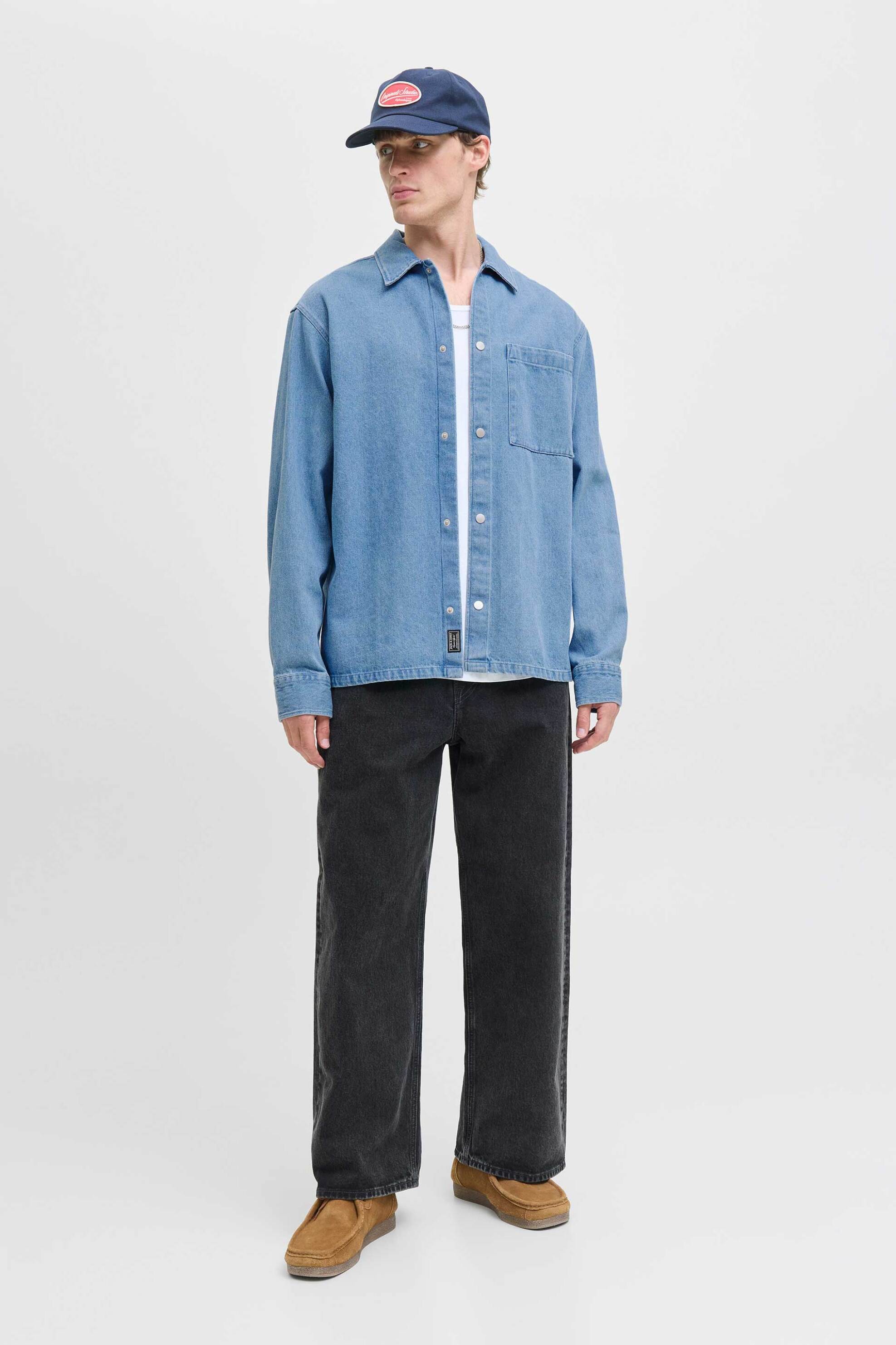 JACK & JONES ανδρικό denim πουκάμισο με τσέπη στο στήθος - 12279790 Denim Blue φωτογραφία