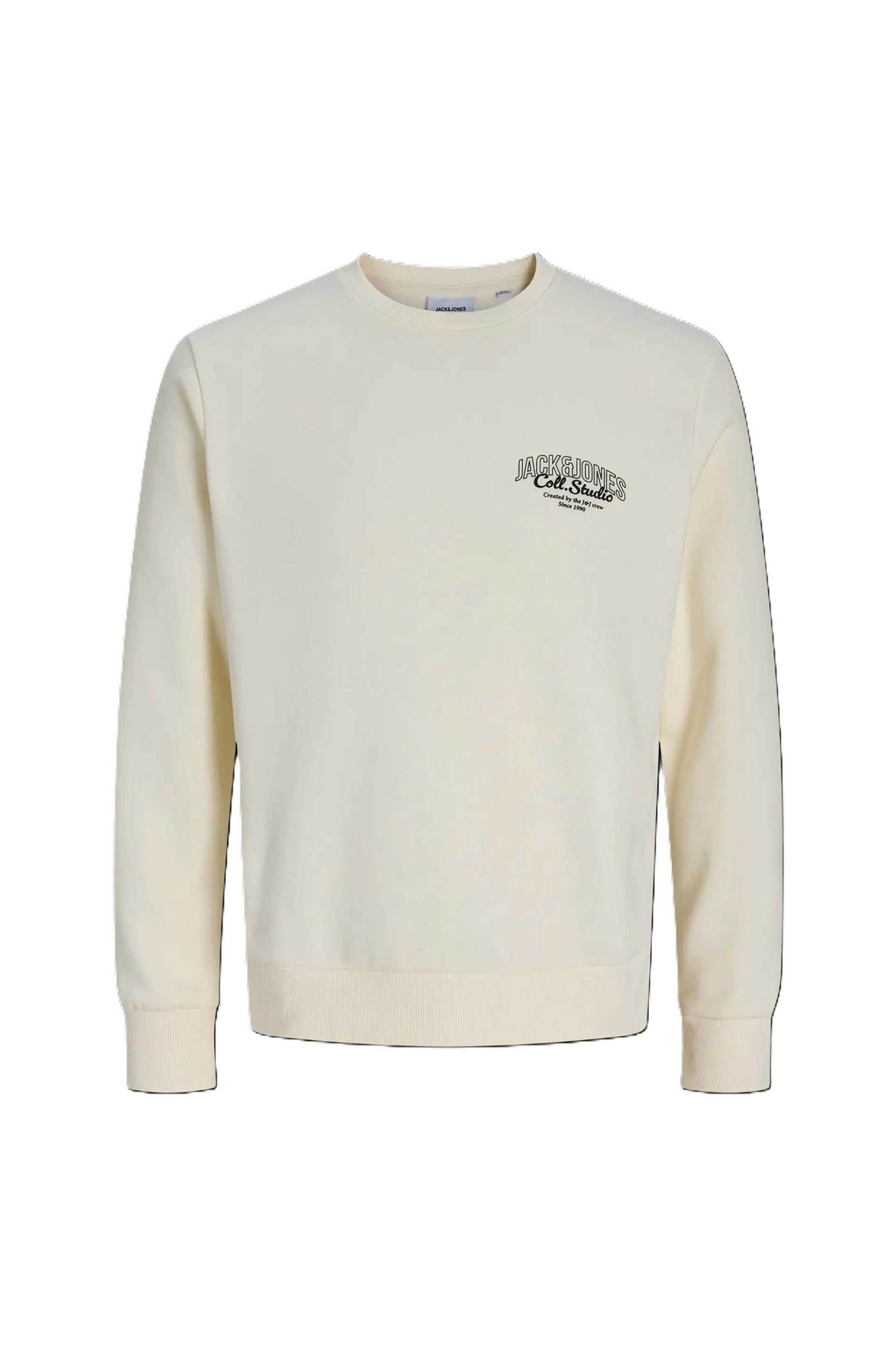 JACK & JONES ανδρική μπλούζα φούτερ με logo print Regular Fit - 12278601 Εκρού