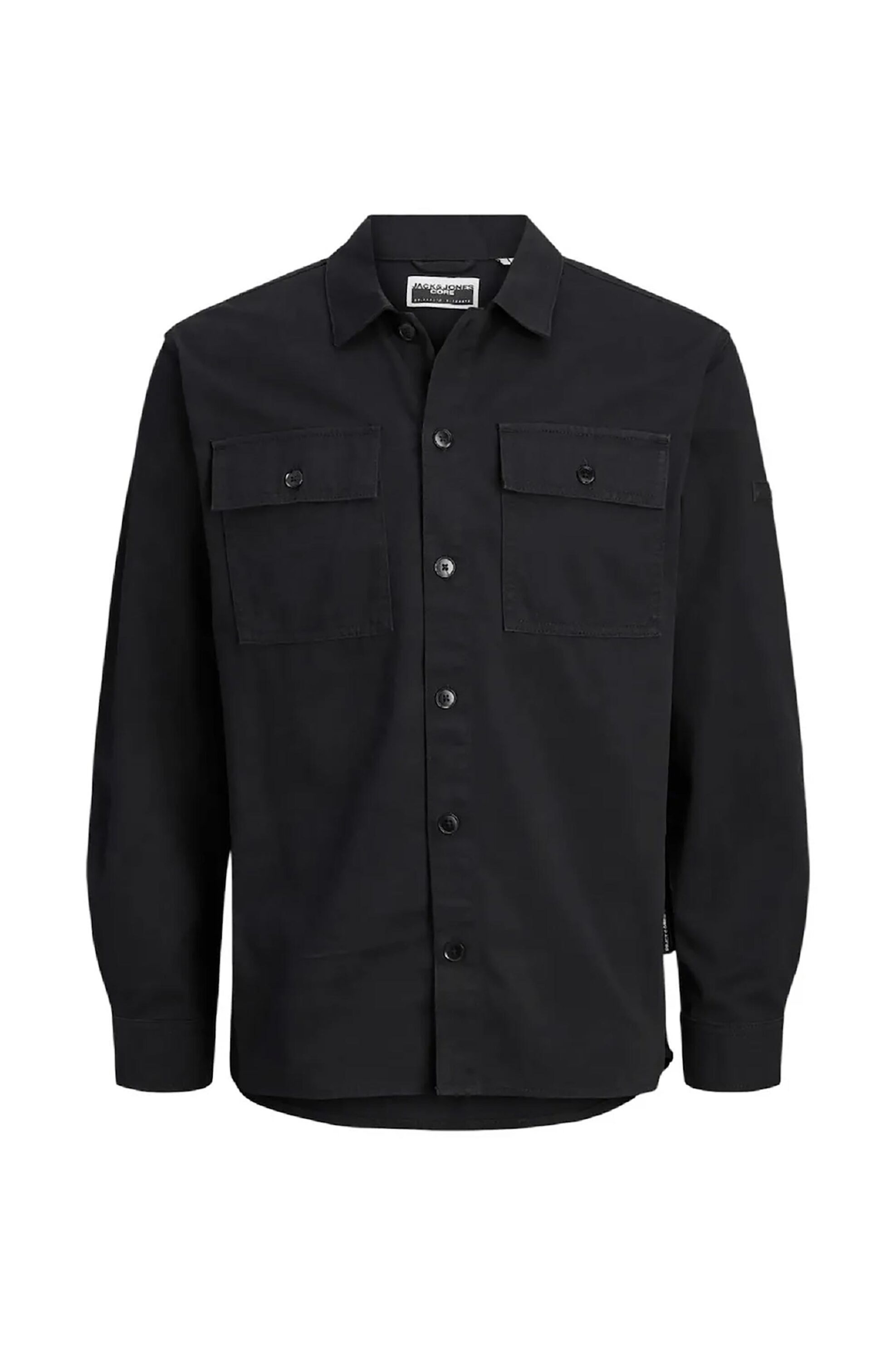 JACK & JONES ανδρικό overshirt μονόχρωμο με τσέπες Relaxed Fit - 12284219 Μαύρο