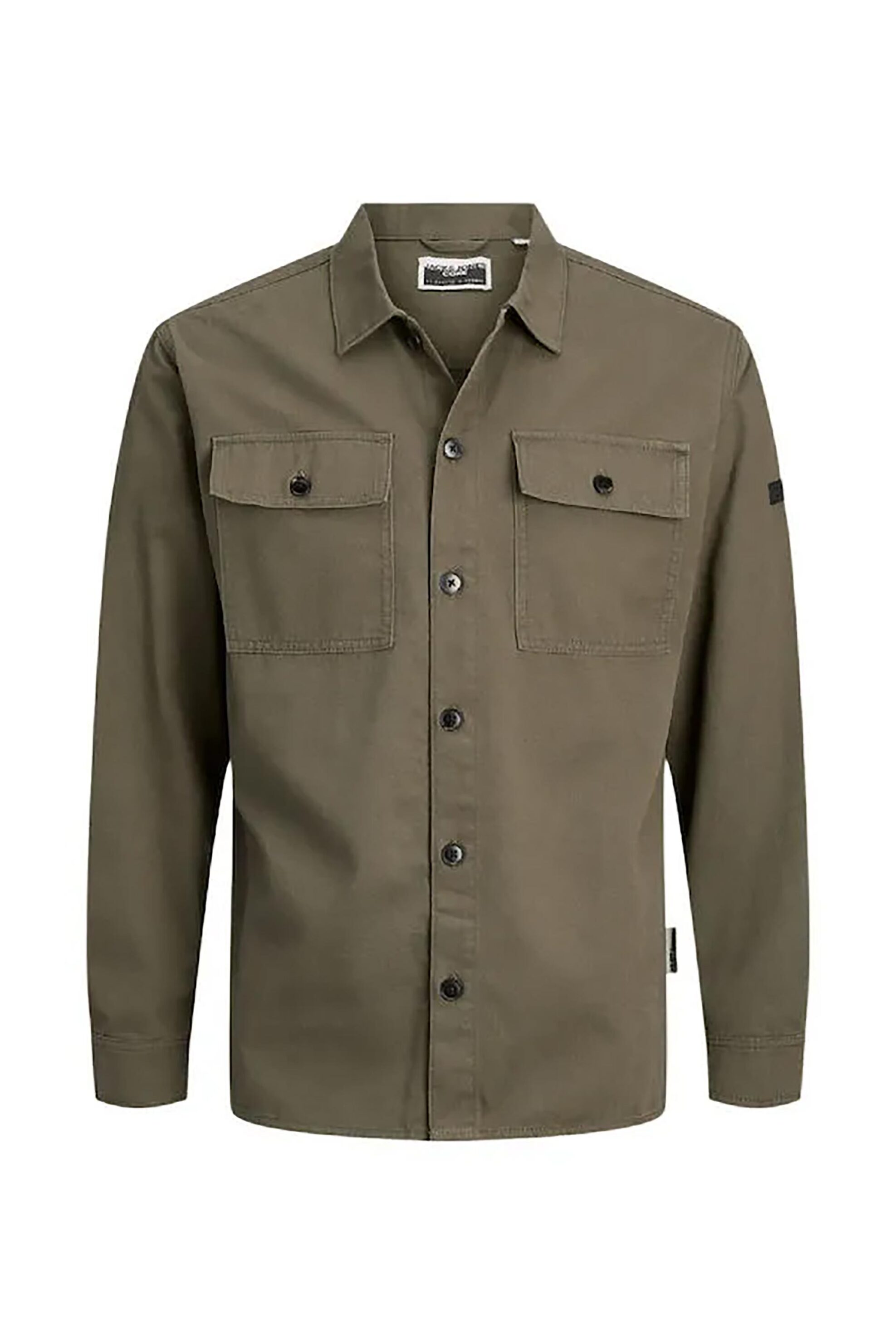 JACK & JONES ανδρικό overshirt μονόχρωμο με τσέπες Relaxed Fit - 12284219 Λαδί