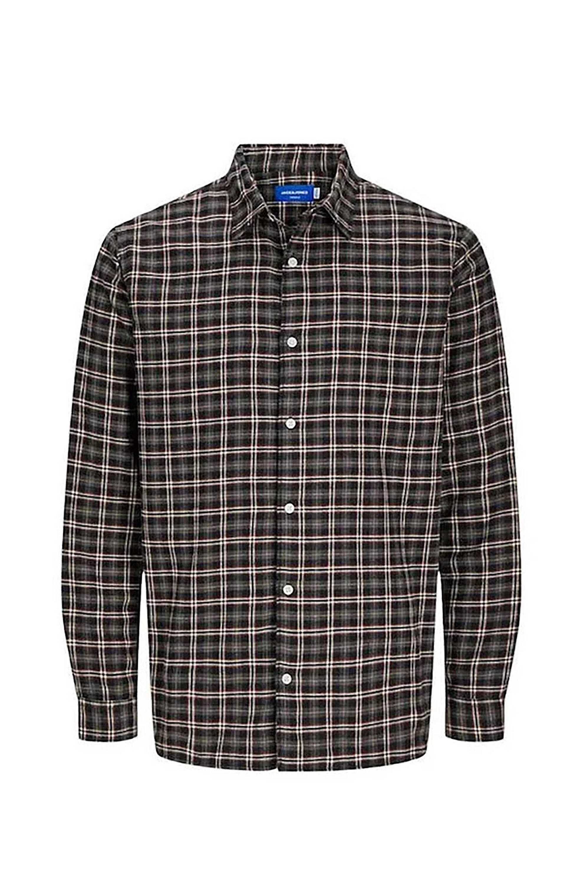 JACK & JONES ανδρικό πουκάμισο με καρό σχέδιο - 12260776 Πράσινο Σκούρο