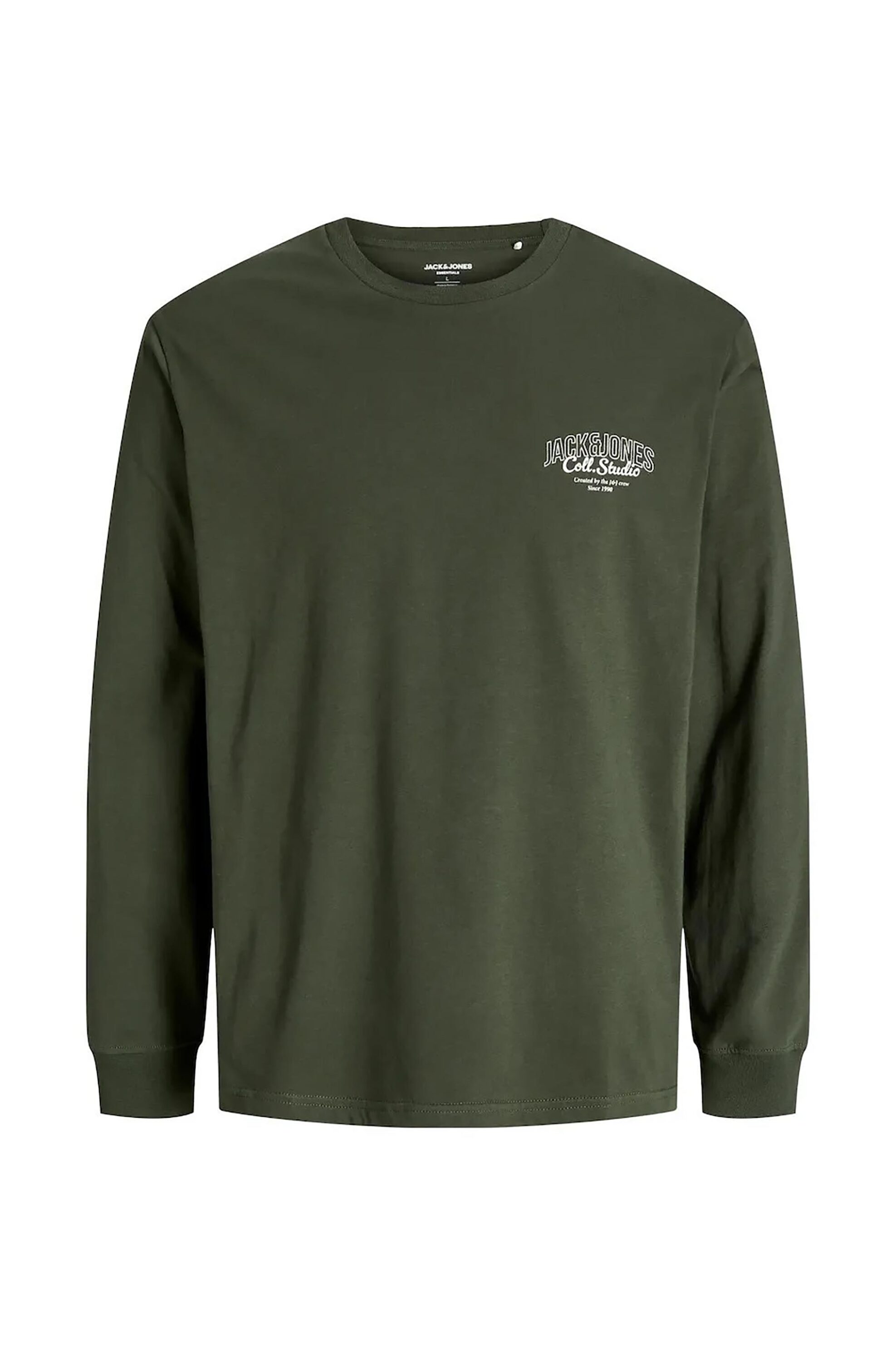 JACK & JONES ανδρική μακρυμάνικη μπλούζα με logo print Regular Fit - 12278510 Πράσινο