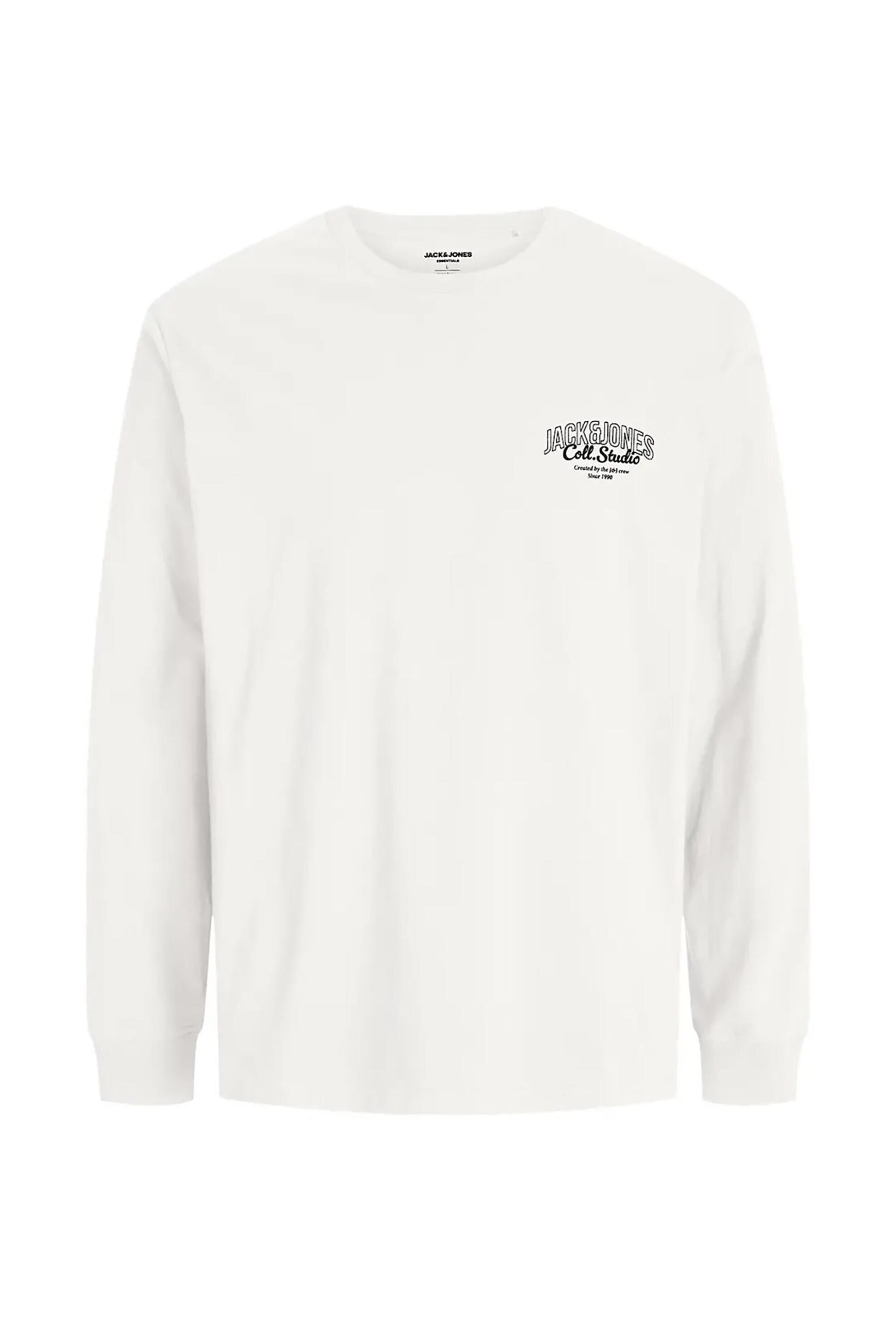 JACK & JONES ανδρική μακρυμάνικη μπλούζα με logo print Regular Fit - 12278510 Λευκό