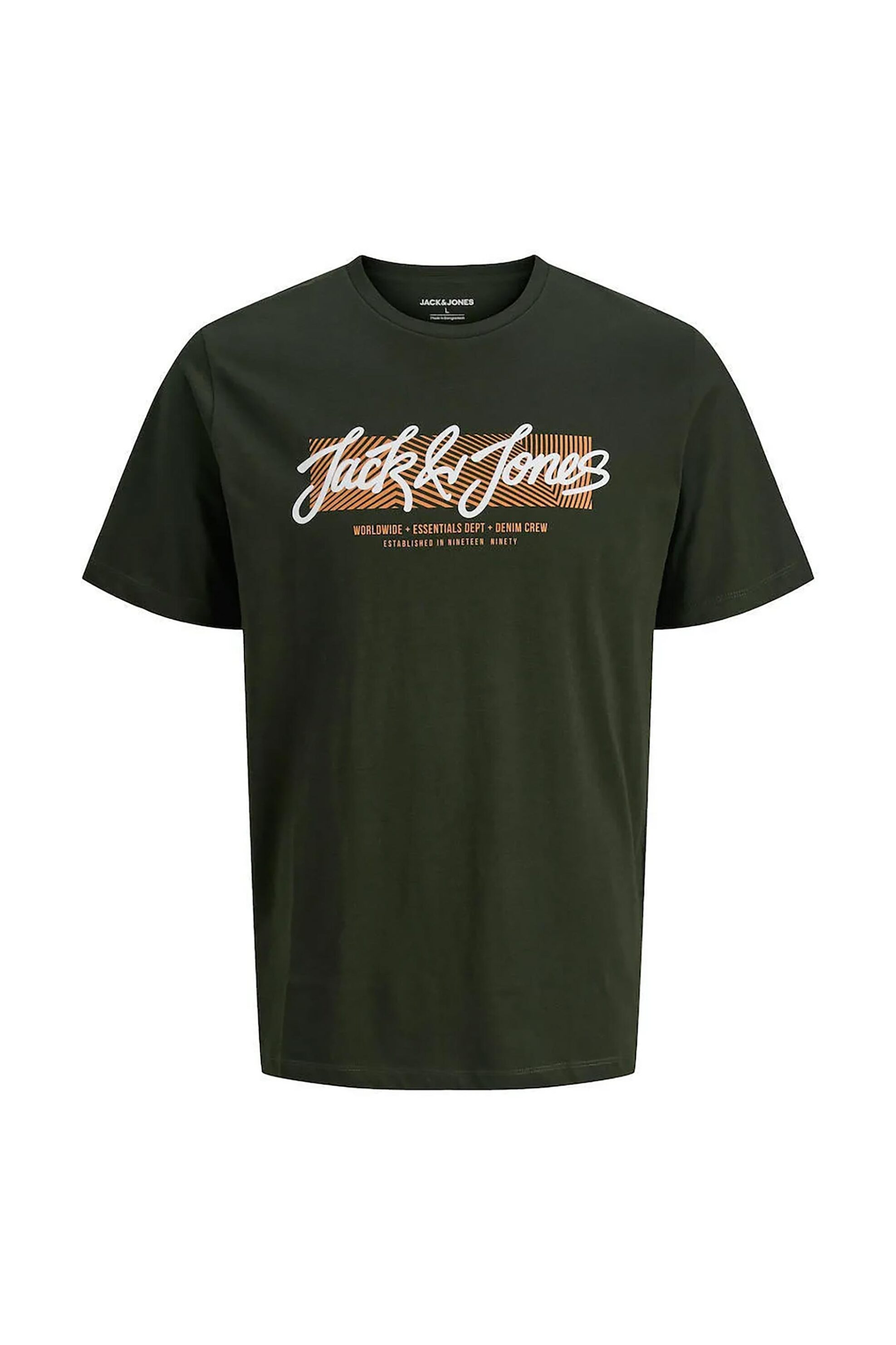 JACK & JONES ανδρικό T-shirt μονόχρωμο με logo print Regular Fit - 12279114 Πράσινο