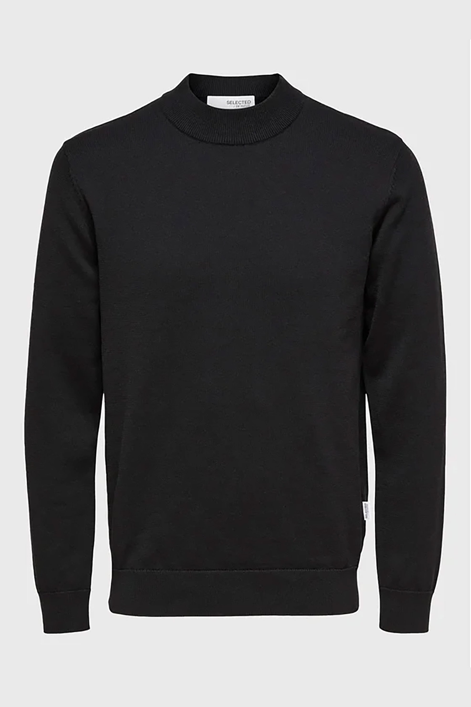Selected ανδρικό πουλόβερ μονόχρωμο με στρογγυλή λαιμόκοψη - 16086643 Μαύρο