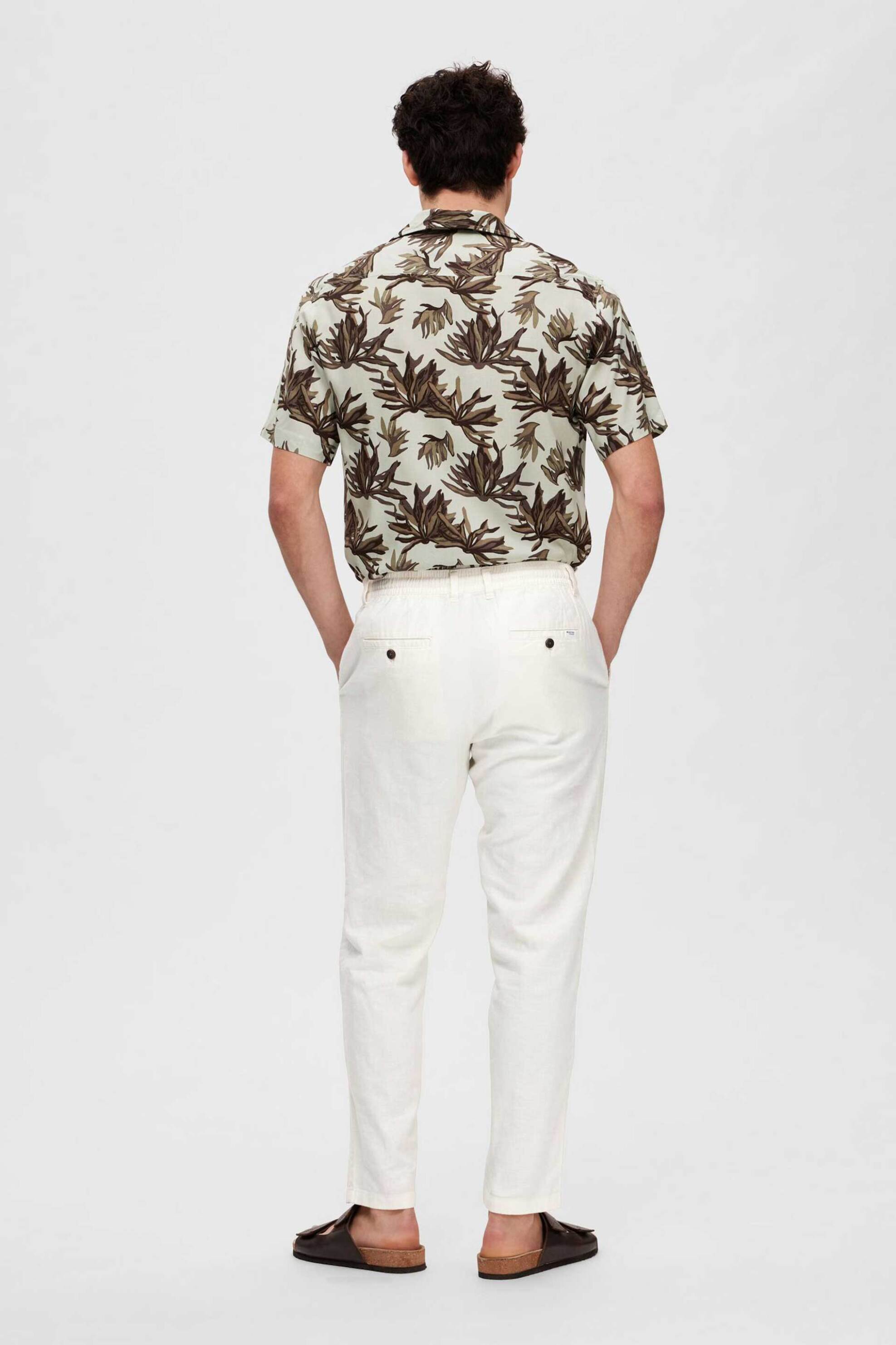 Selected Ανδρικό Παντελόνι από Λινάρι Και Βαμβάκι Relaxed Fit - 16087636 Λευκό