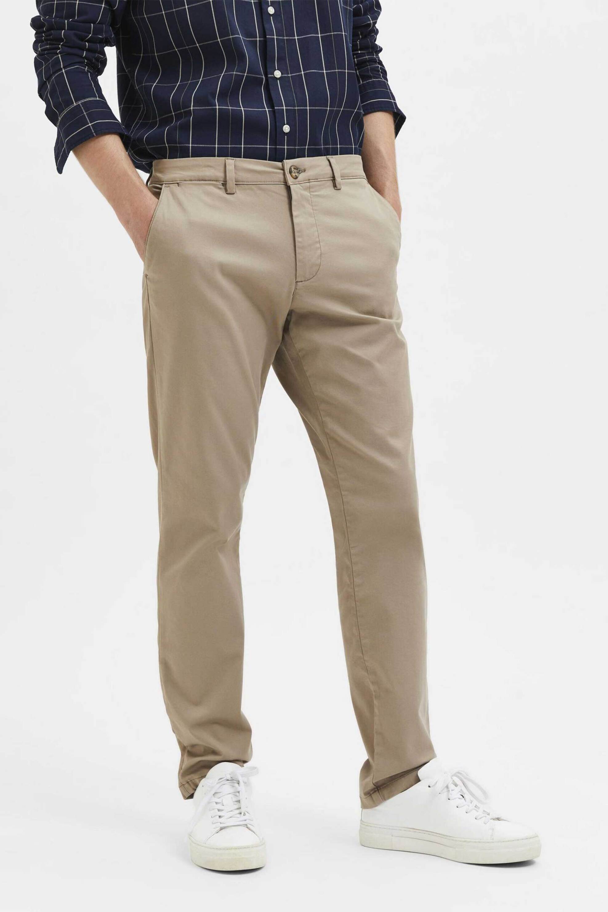 Selected ανδρικό chino παντελόνι Slim Fit - 16087663 Μπεζ φωτογραφία