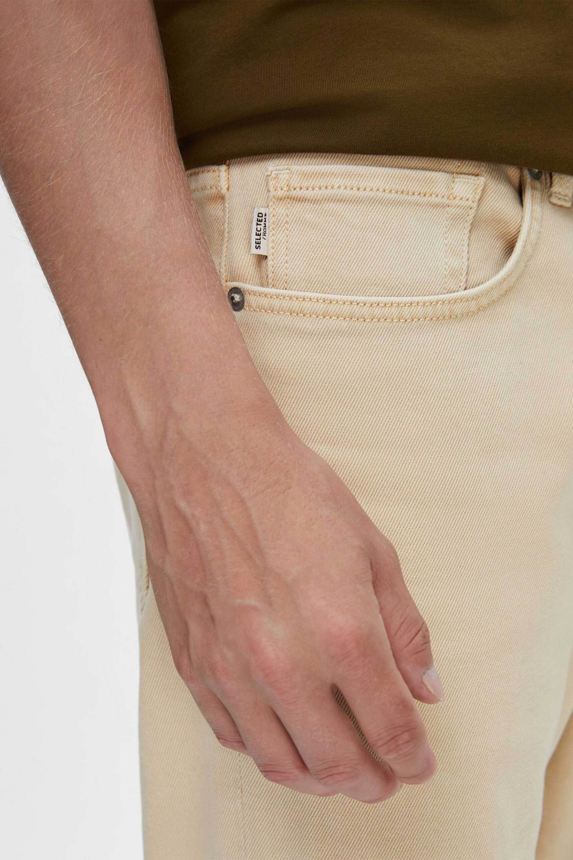 Selected ανδρικό τζιν παντελόνι πεντάτσεπο Straight Fit - 16090889 Κρέμ φωτογραφία