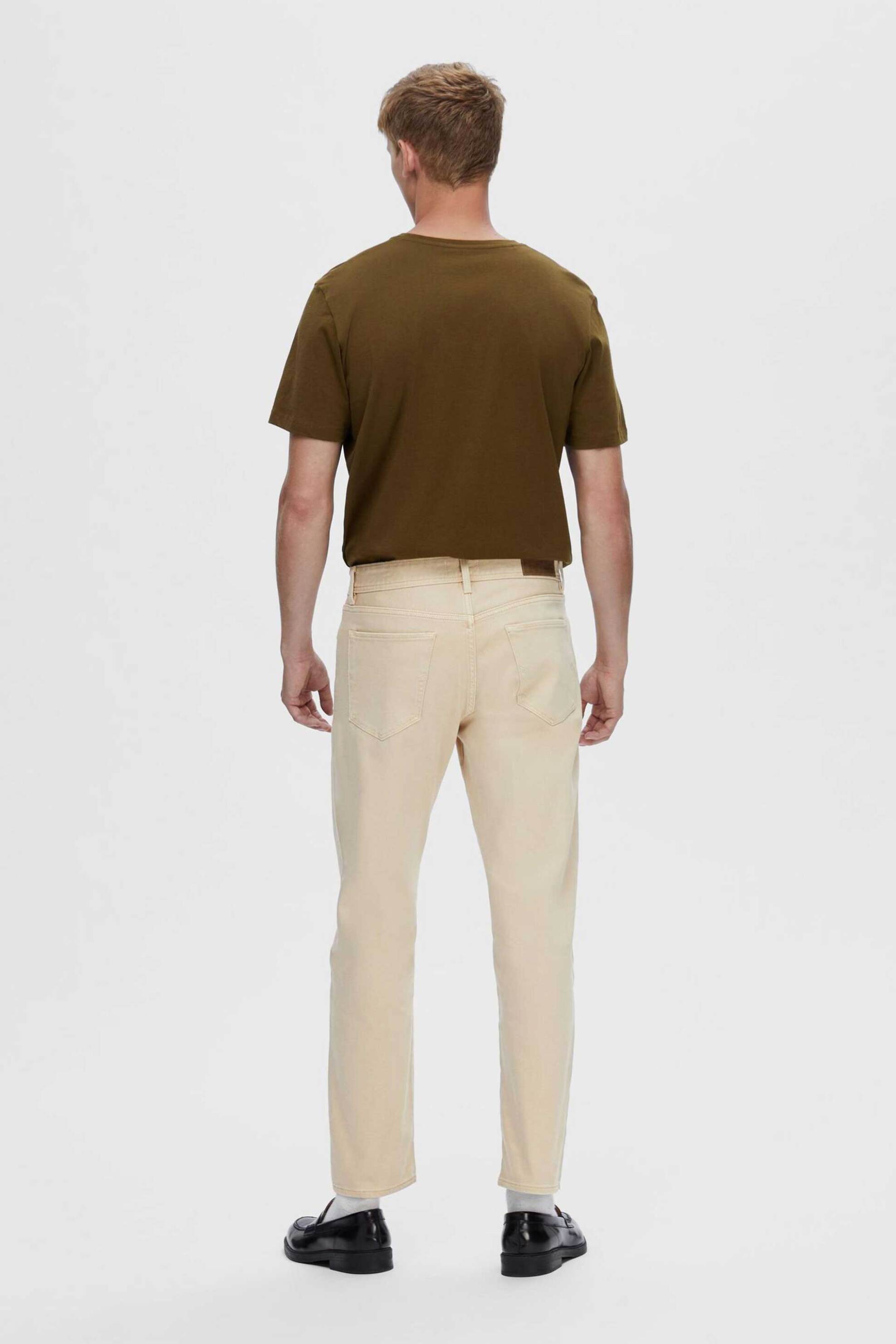 Selected ανδρικό τζιν παντελόνι πεντάτσεπο Straight Fit - 16090889 Κρέμ φωτογραφία