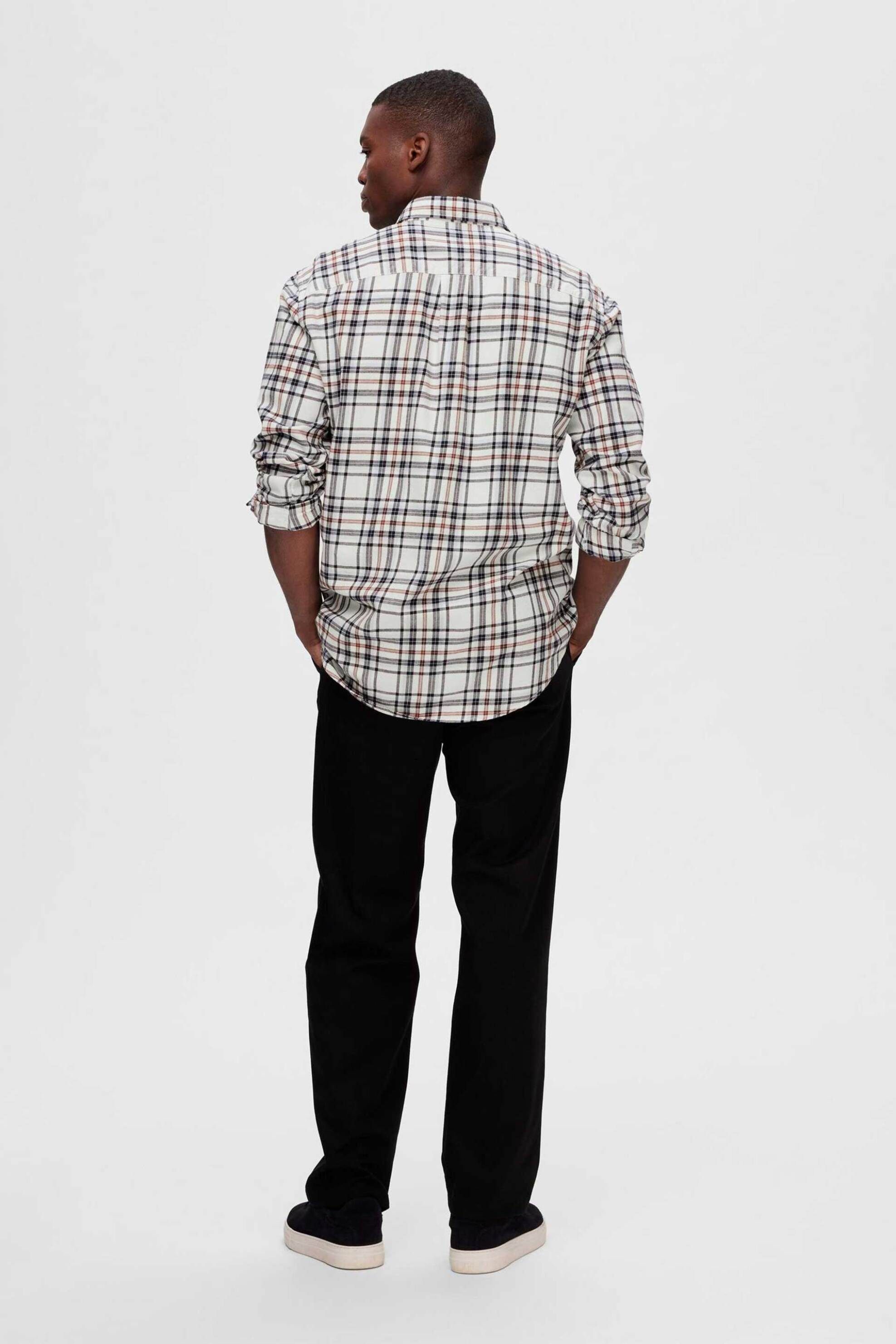 Selected Ανδρικό Πουκάμισο Flannel Loose Fit - 16092032 Υπόλευκο