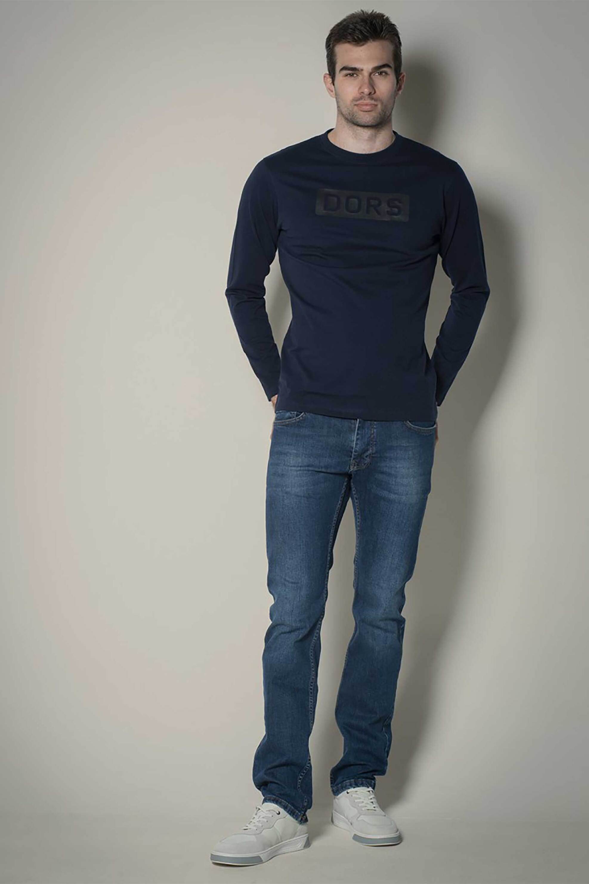 Dors ανδρικό τζιν παντελόνι πεντάτσεπο με κεντημένο λογότυπο Regular Fit - 2037020.C01 Denim Blue