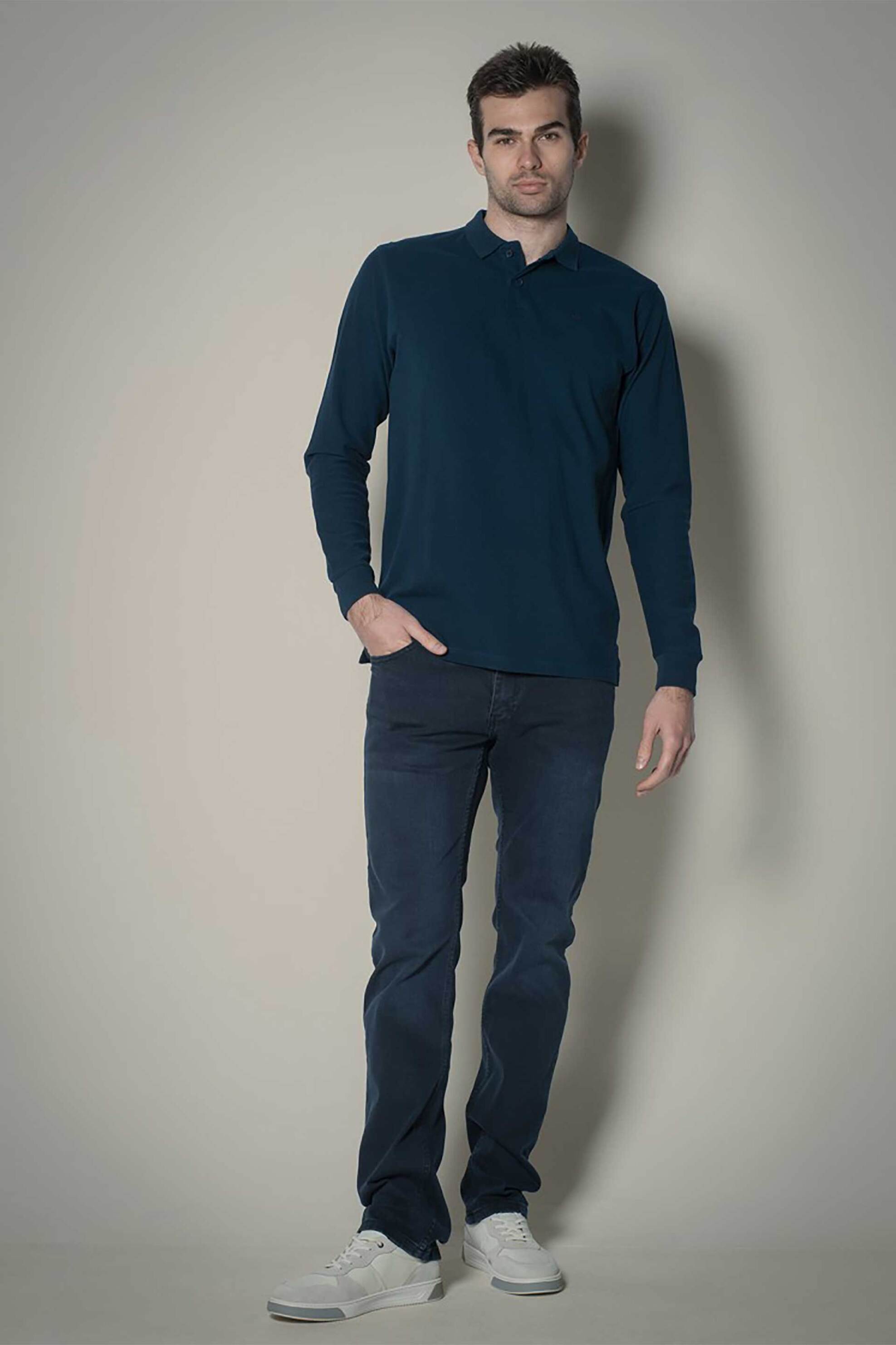 Dors ανδρικό τζιν παντελόνι πεντάτσεπο με κεντημένο λογότυπο Regular Fit - 2037022.C03 Denim Blue Σκούρο