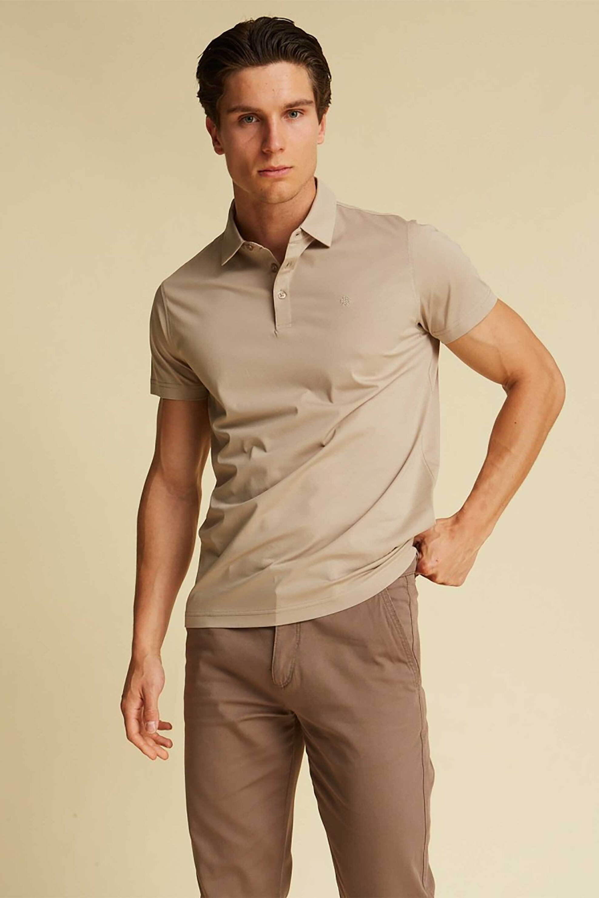 DORS ανδρική μπλούζα πόλο με κεντημένο λογότυπο - 1138005.C01 Κρέμ