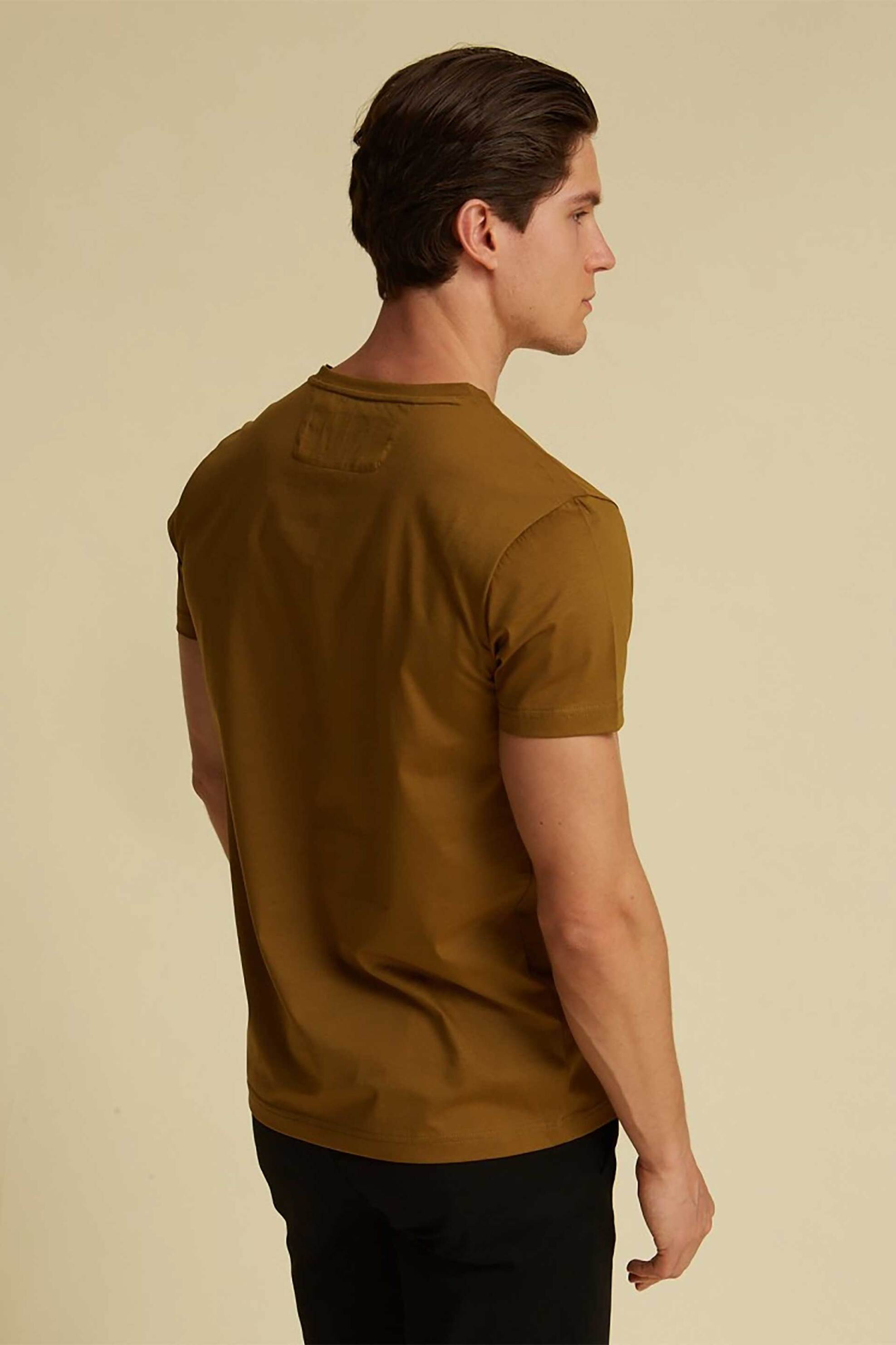 Dors Ανδρικό T-Shirt Μονόχρωμο με Κεντημένο Λογότυπο - 1138022 C04 Λαδί