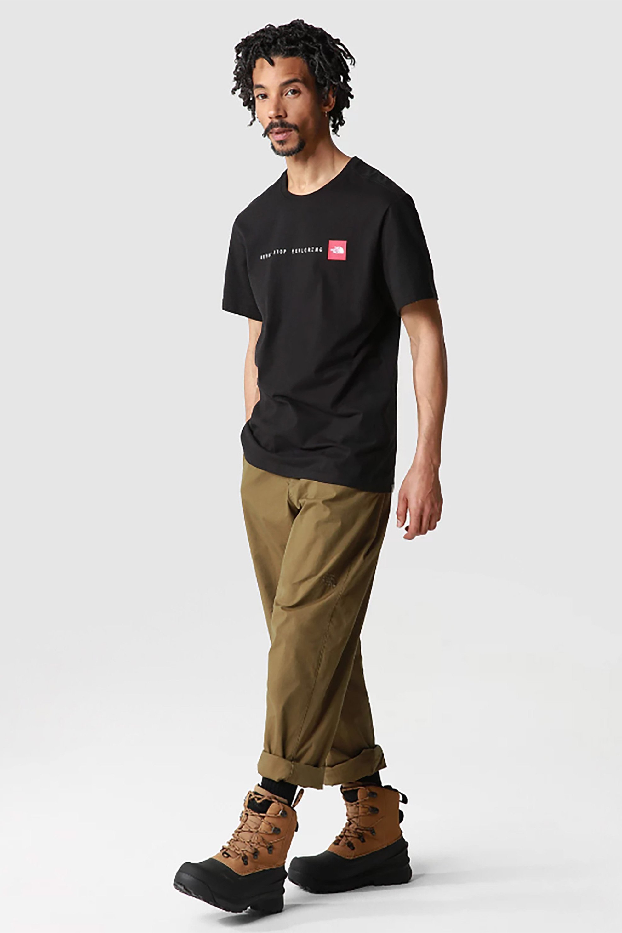 The North Face ανδρικό T-shirt μονόχρωμο με logo print και lettering Regular Fit "Never Stop Exploring Tee" - NF0A7X1MJK31 Μαύρο φωτογραφία