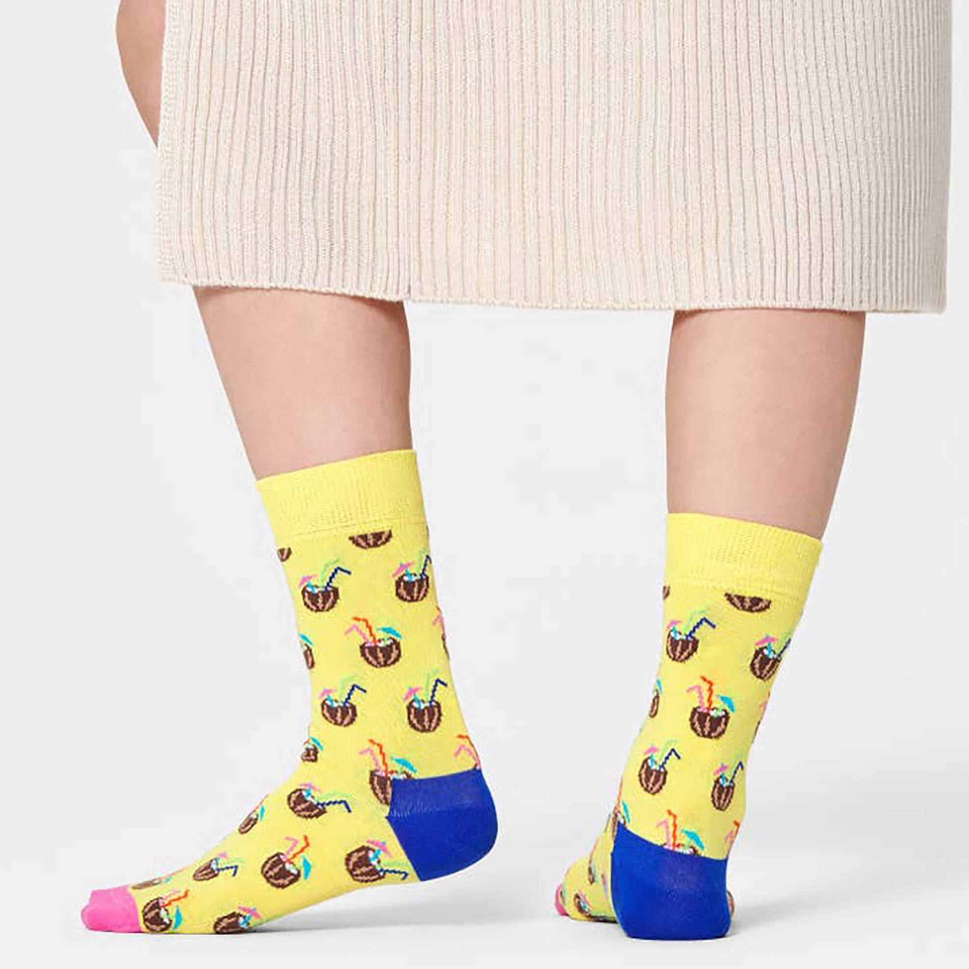 Happy Socks unisex κάλτσες με logo print "Coconut Cocktail" - CNC01-2200 Μαύρο φωτογραφία